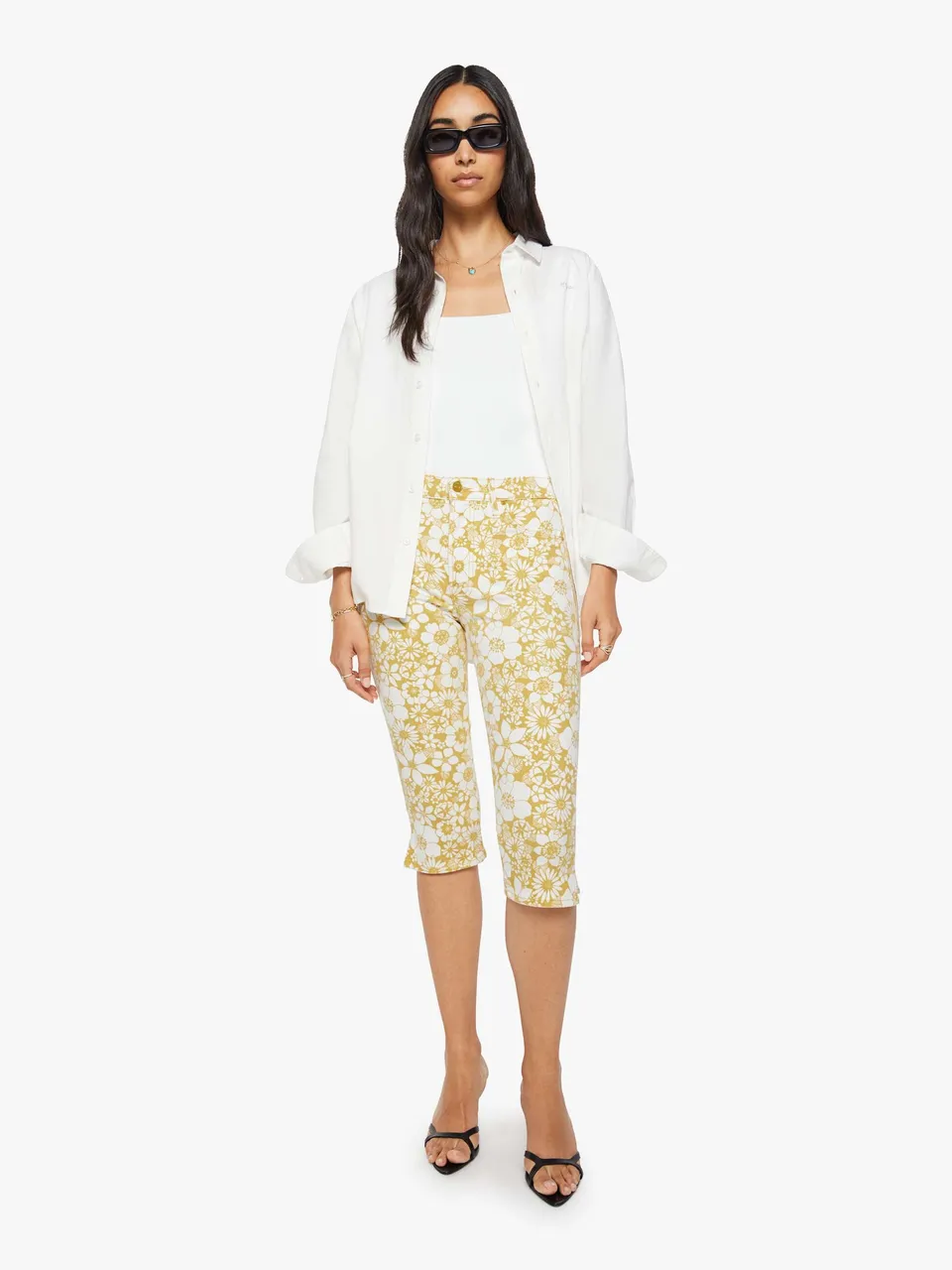 Mother Denim Stunner Zip Bunny Snip Jeans Floral Notes