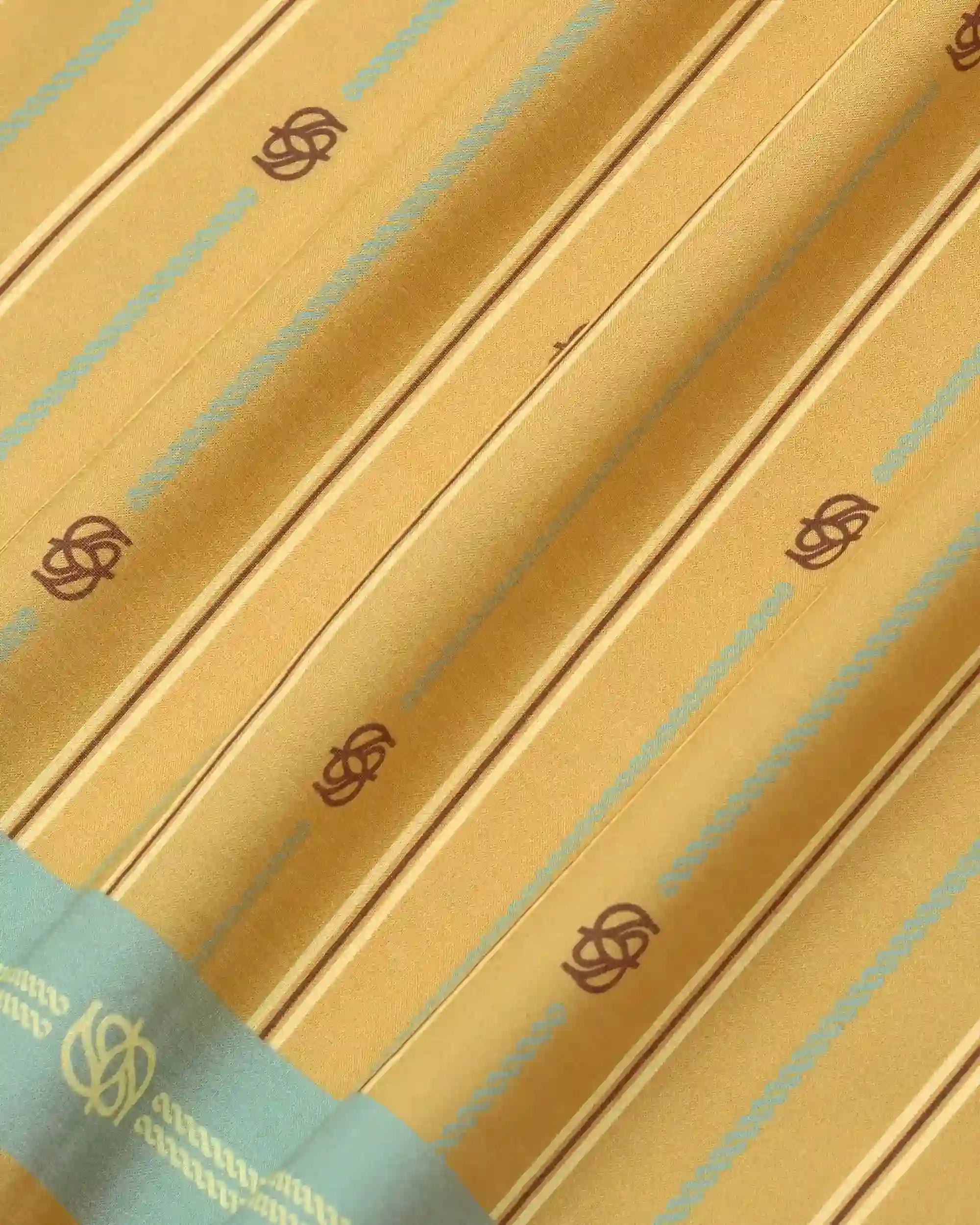 Drôle De Monsieur Foulard Rayure Monogramme Tuch Senf Baumwolle
