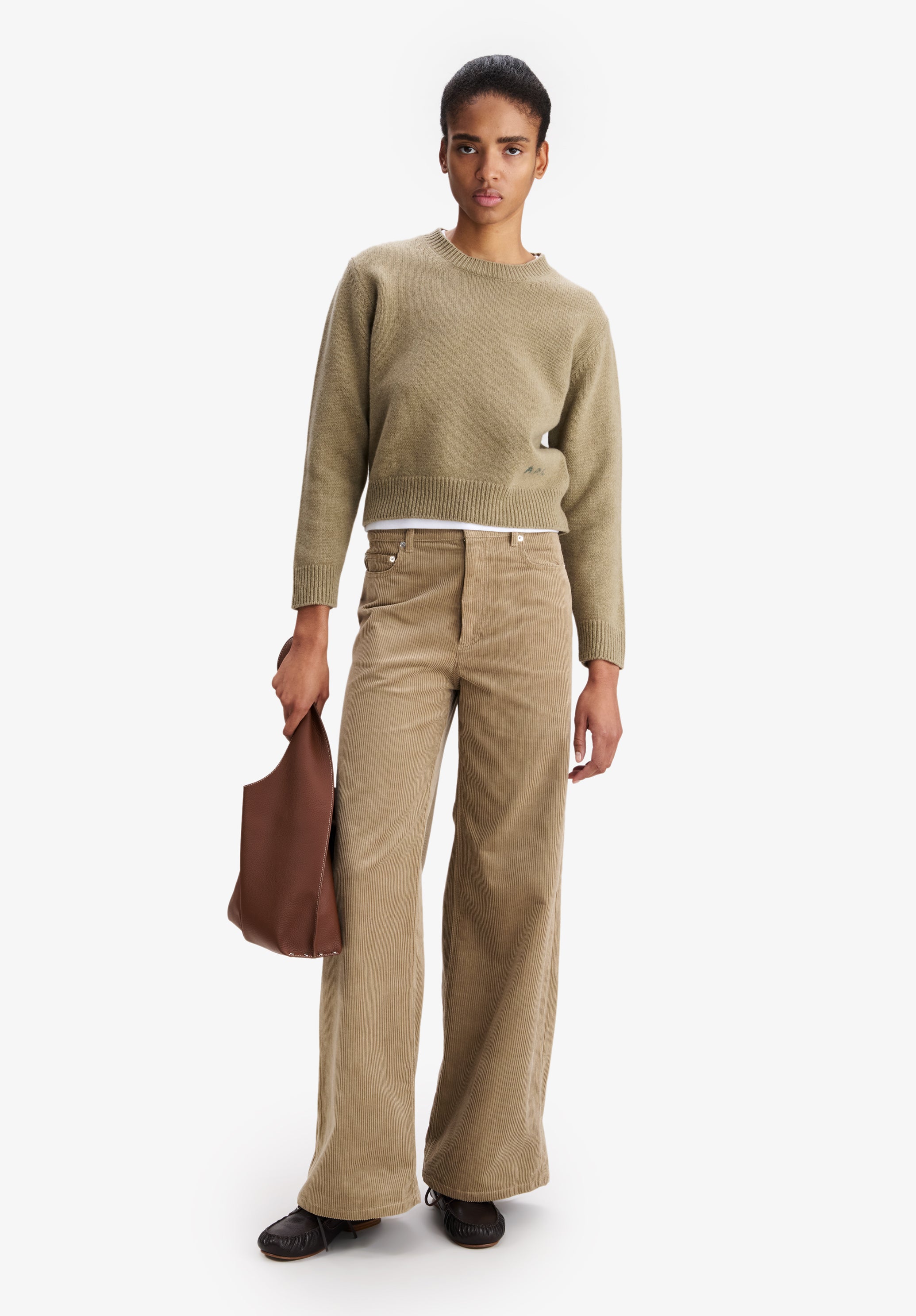 A.P.C. Boxy Wollpullover beige Rundhals M