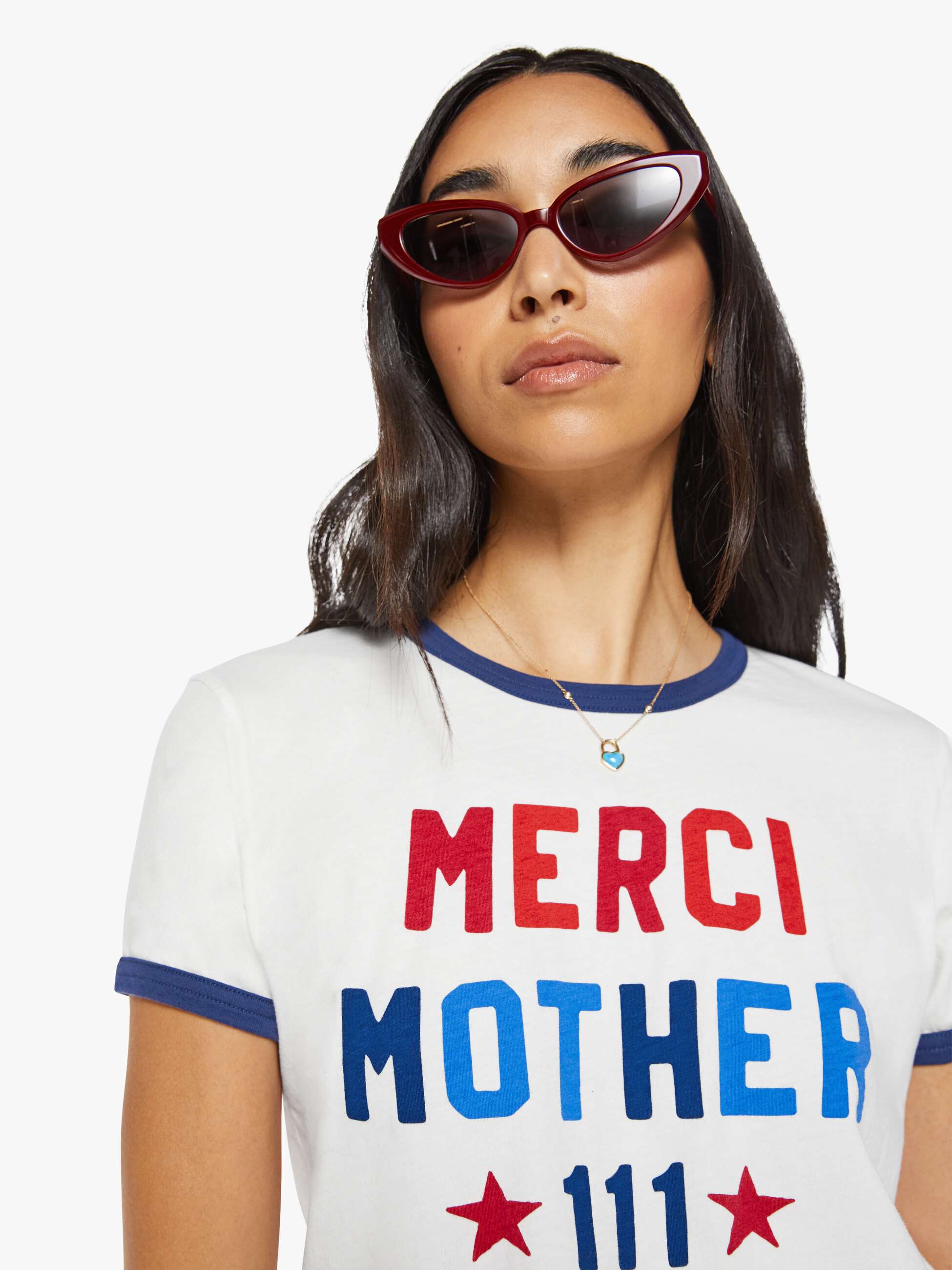 Mother Lil Goodie Ringer T-Shirt Weiß Supima Champions