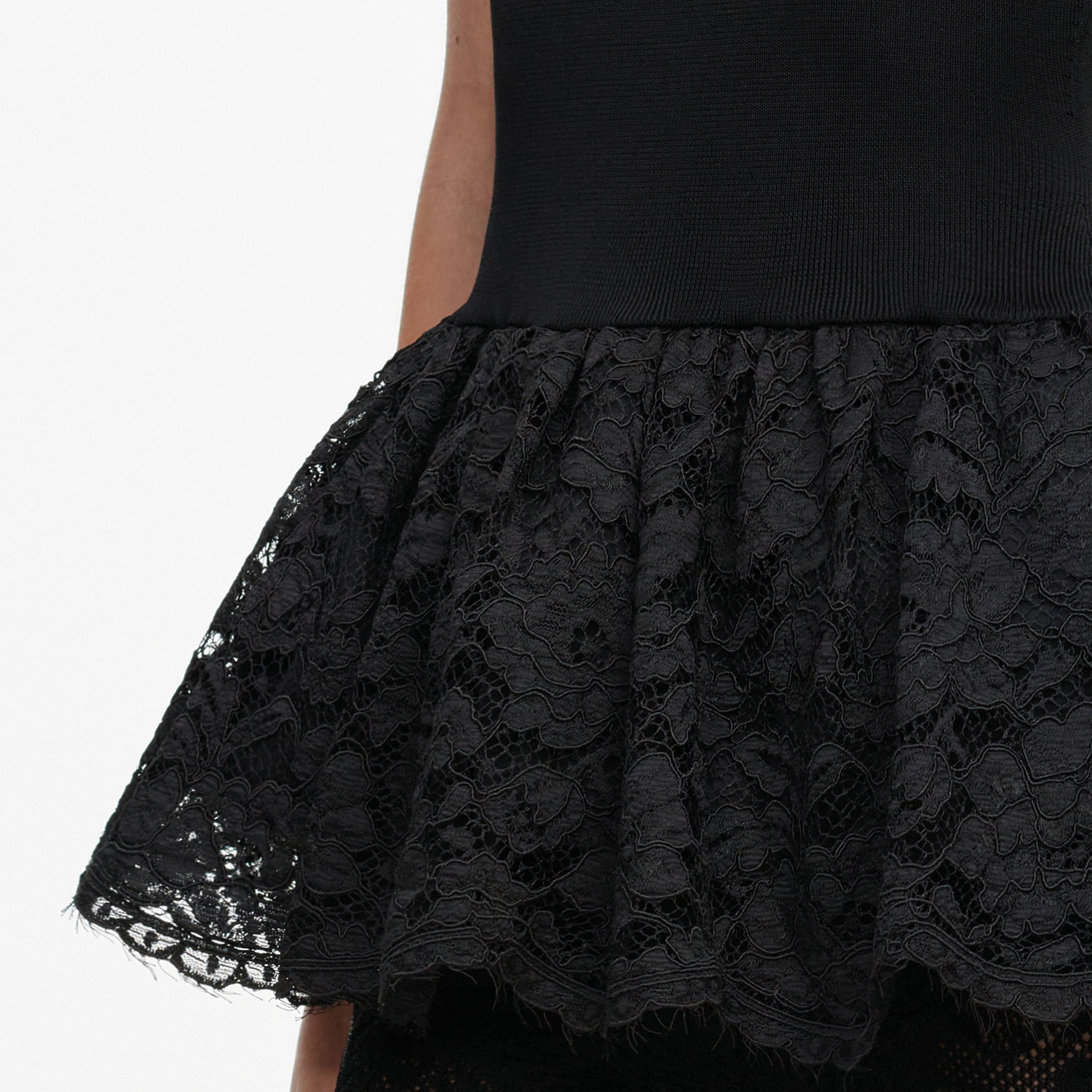 Self Portrait Black Peplum Strick Top Schwarz Viskose S