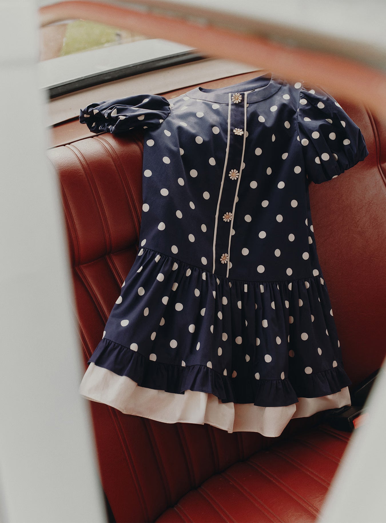 Self Portrait Dresses Navy Polka Dot Baumwollkleid 6-7 Jahre