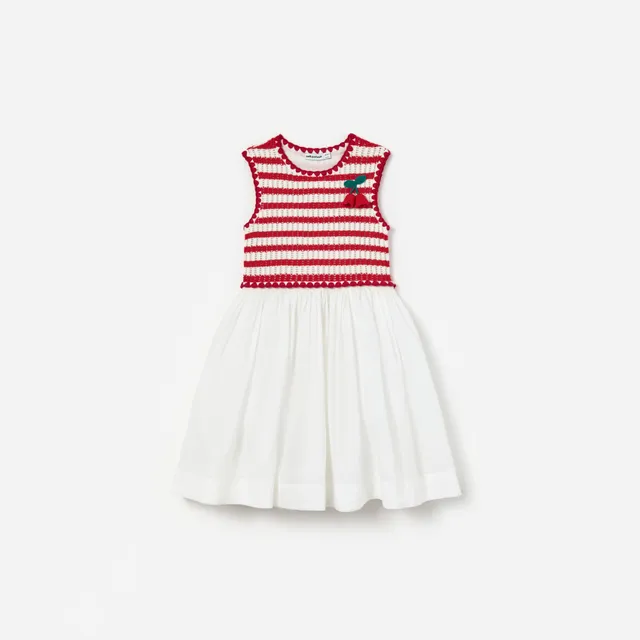 Self Portrait Red Striped Crochet Kinderkleid Midi