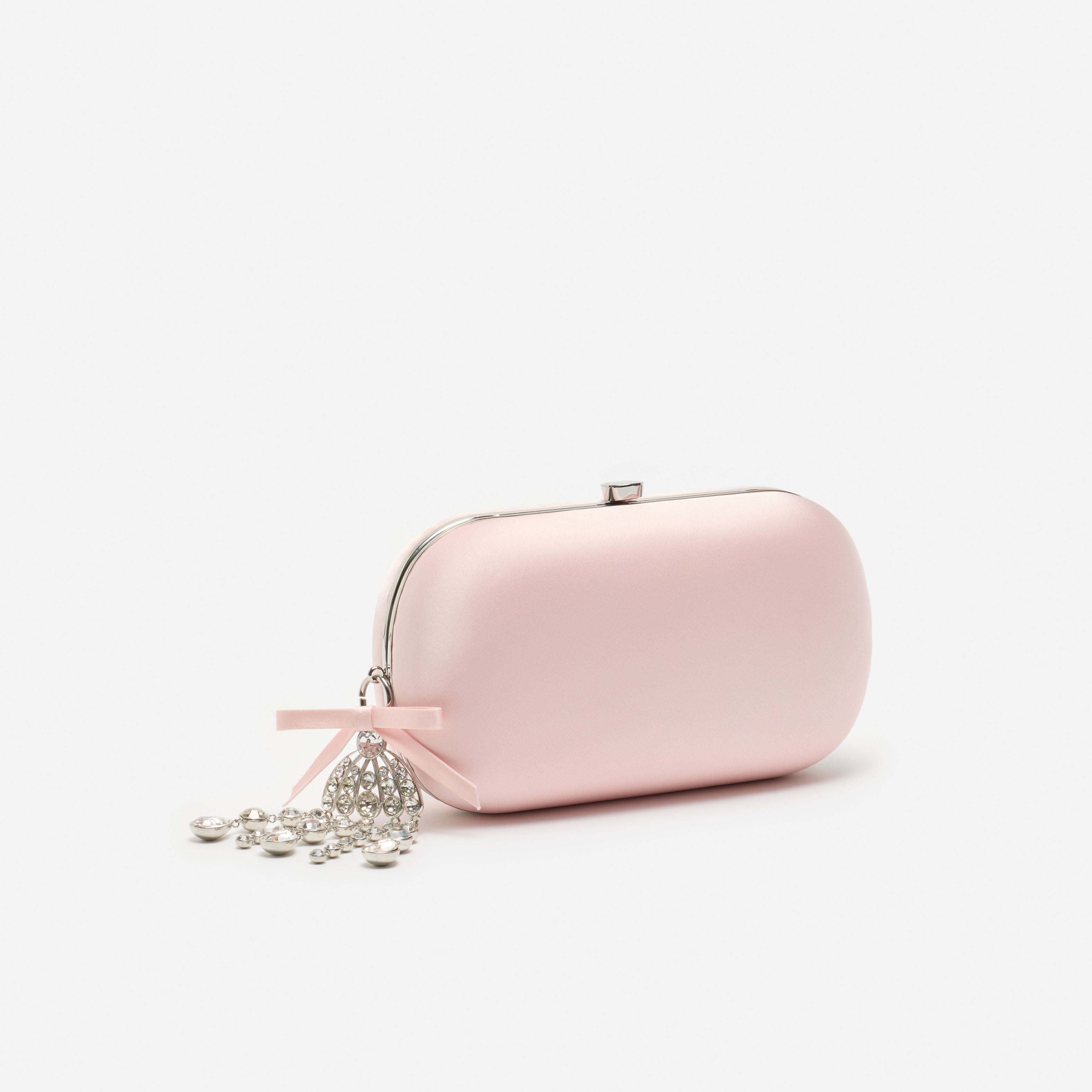 Self Portrait Pink Rectangle Satin Clutch Tasche Rosa One Size