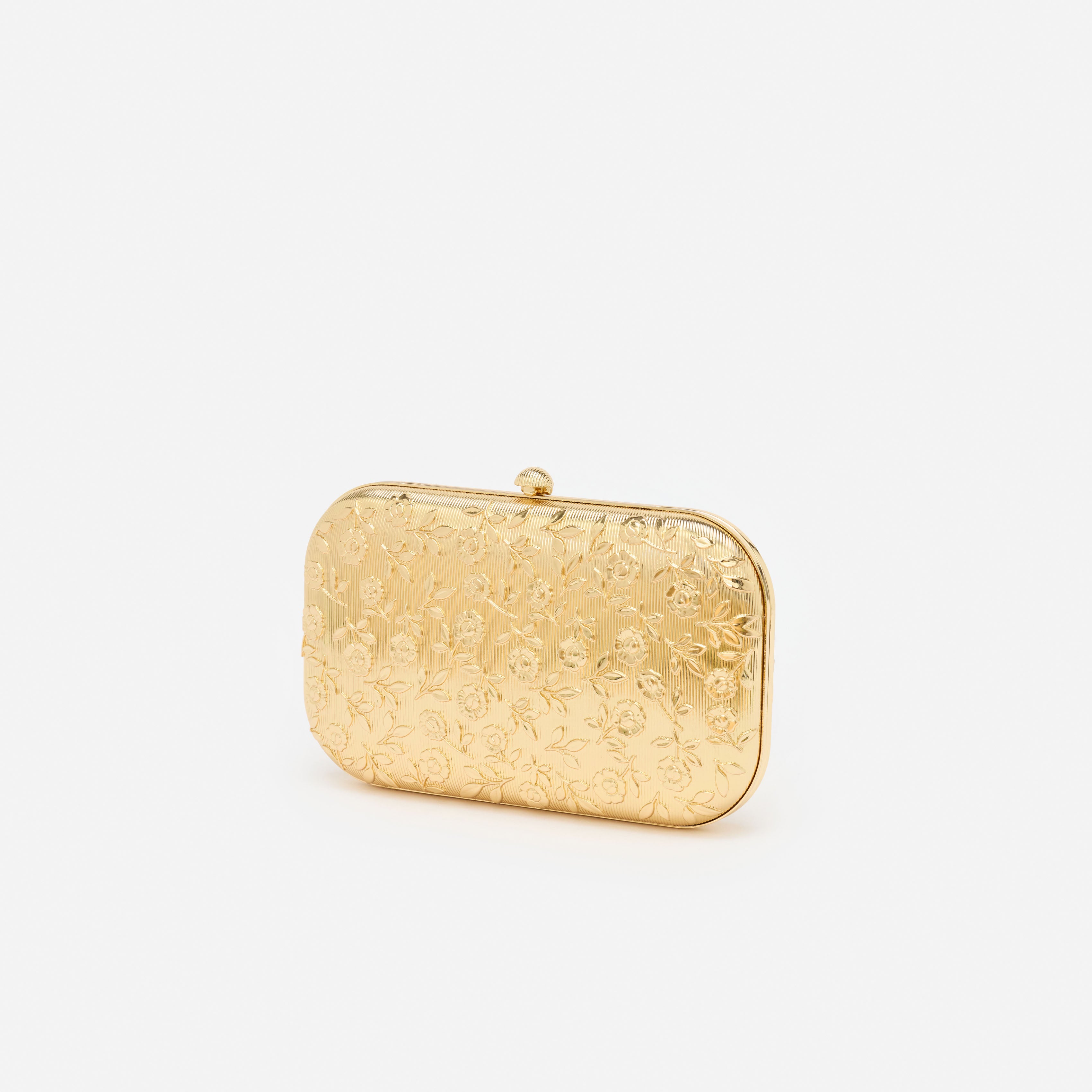 Self Portrait Floral Clutch Gold Metall Mini Kette