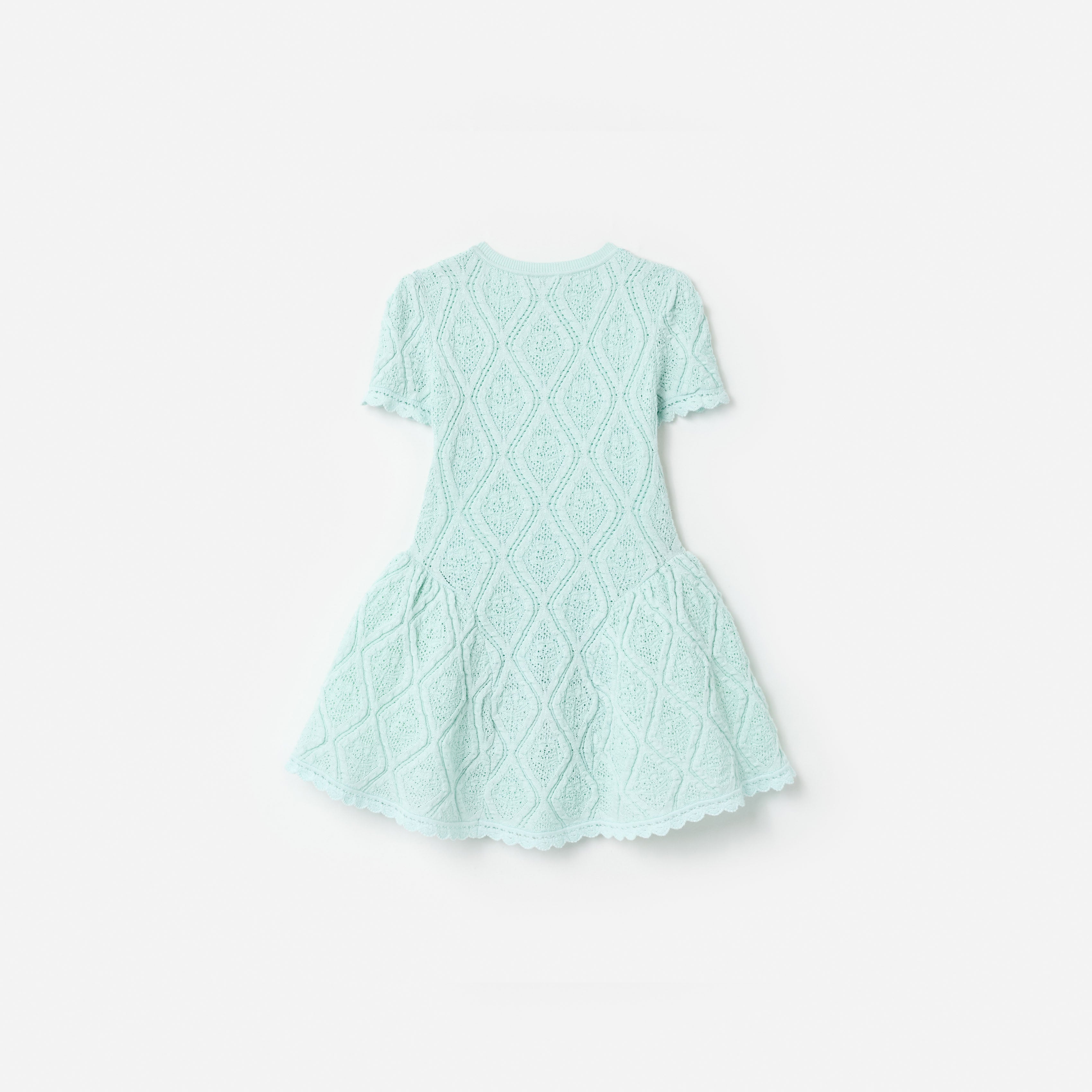 Self Portrait Mint Flower Embroidered Knit Kleid Blau Kinder