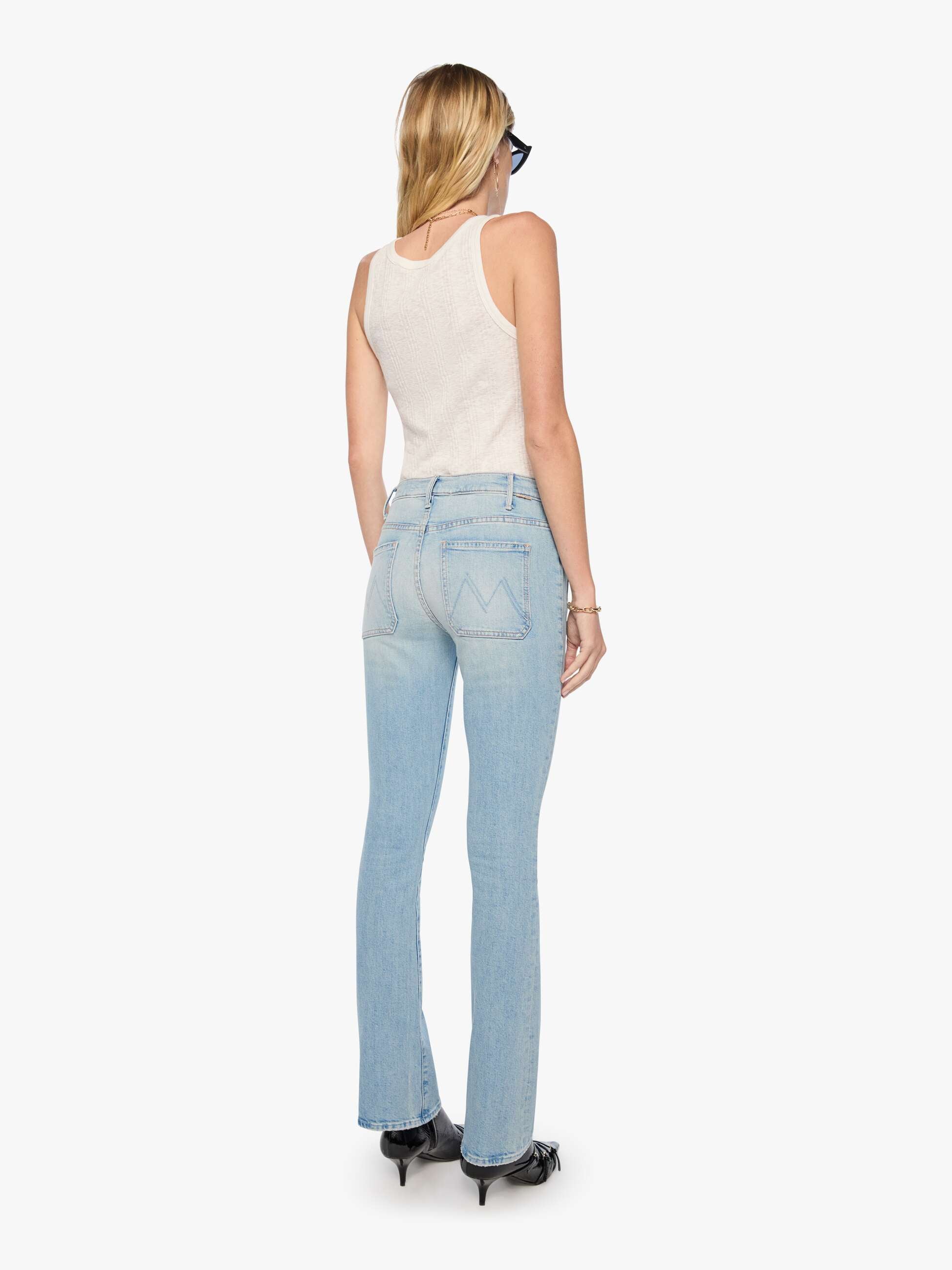Mother Denim The Patch Pocket Insider Sneak Jeans Go Long Hellblau