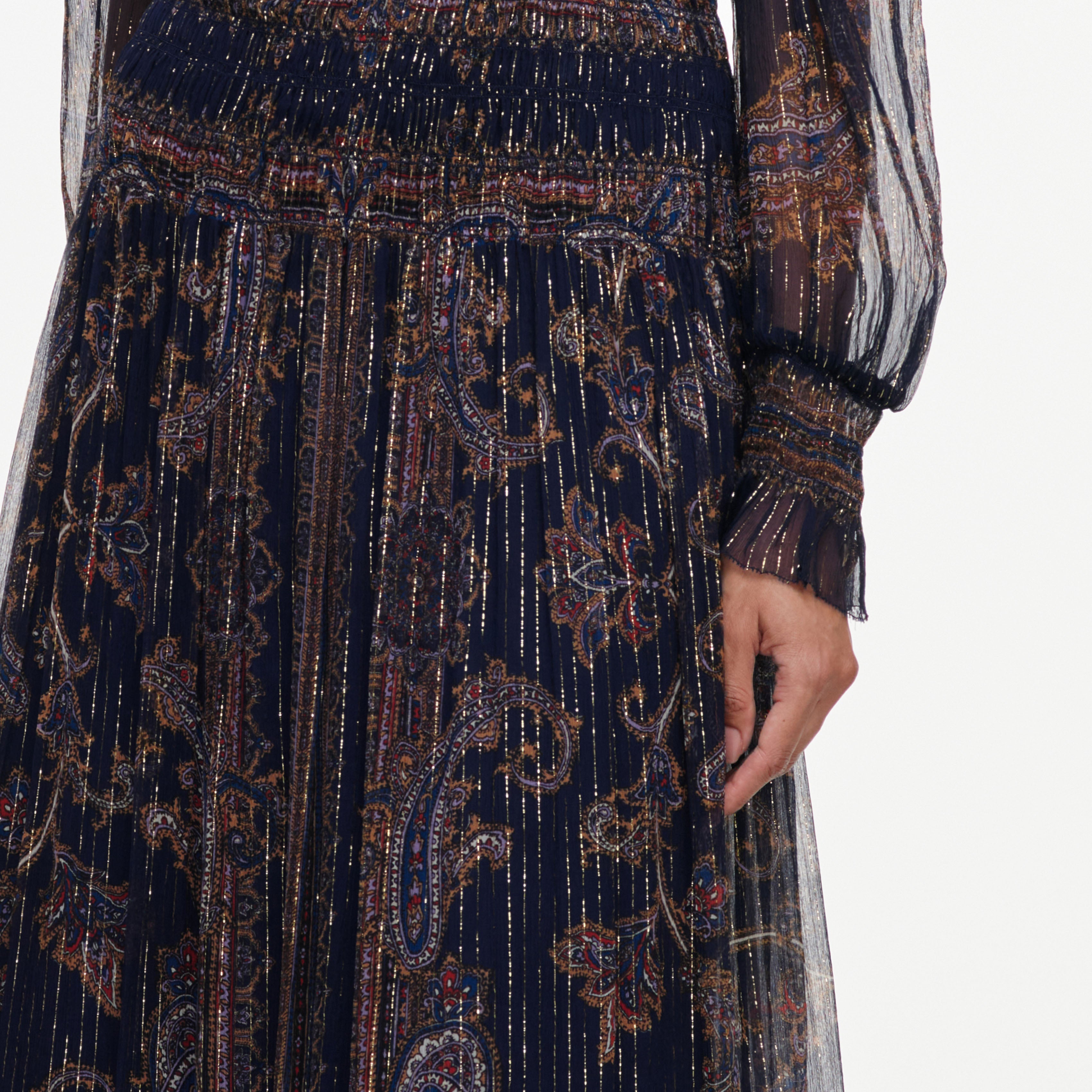 Self Portrait Navy Printed Georgette Maxi Kleid UK 8