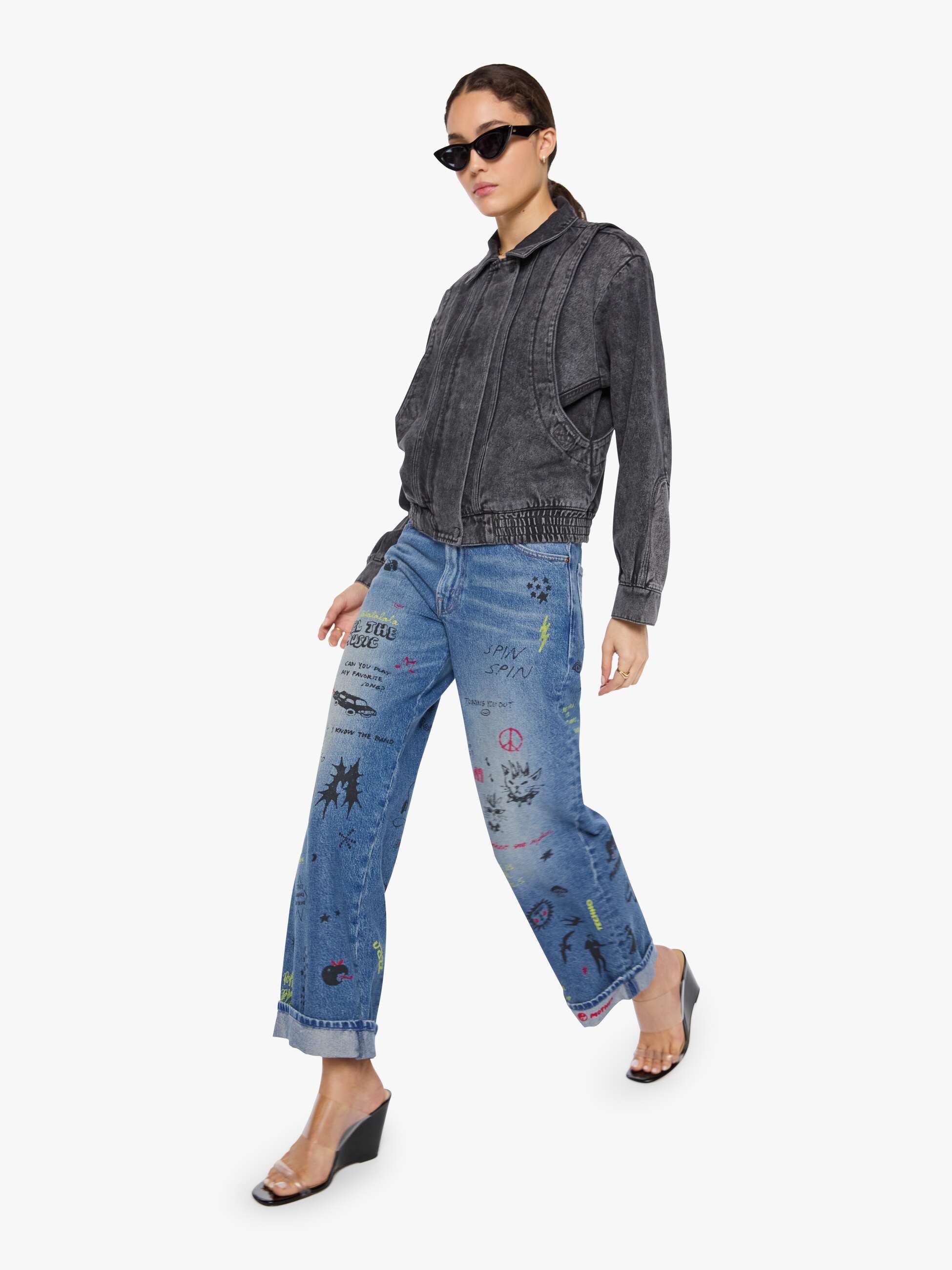 Mother Snacks Wing Ding Denimjacke Burnt Toast Grau Bomber