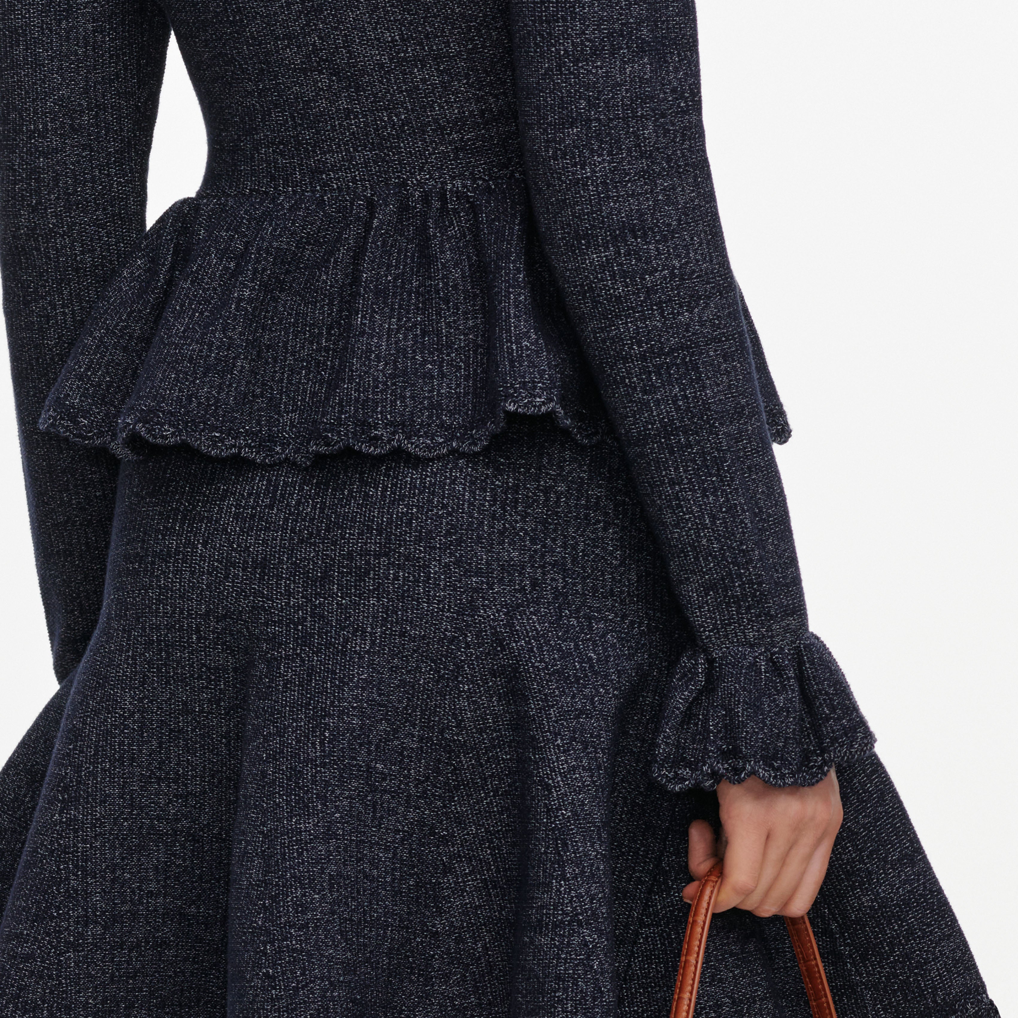 Self Portrait Navy Textured Knit Mini Kleid navy