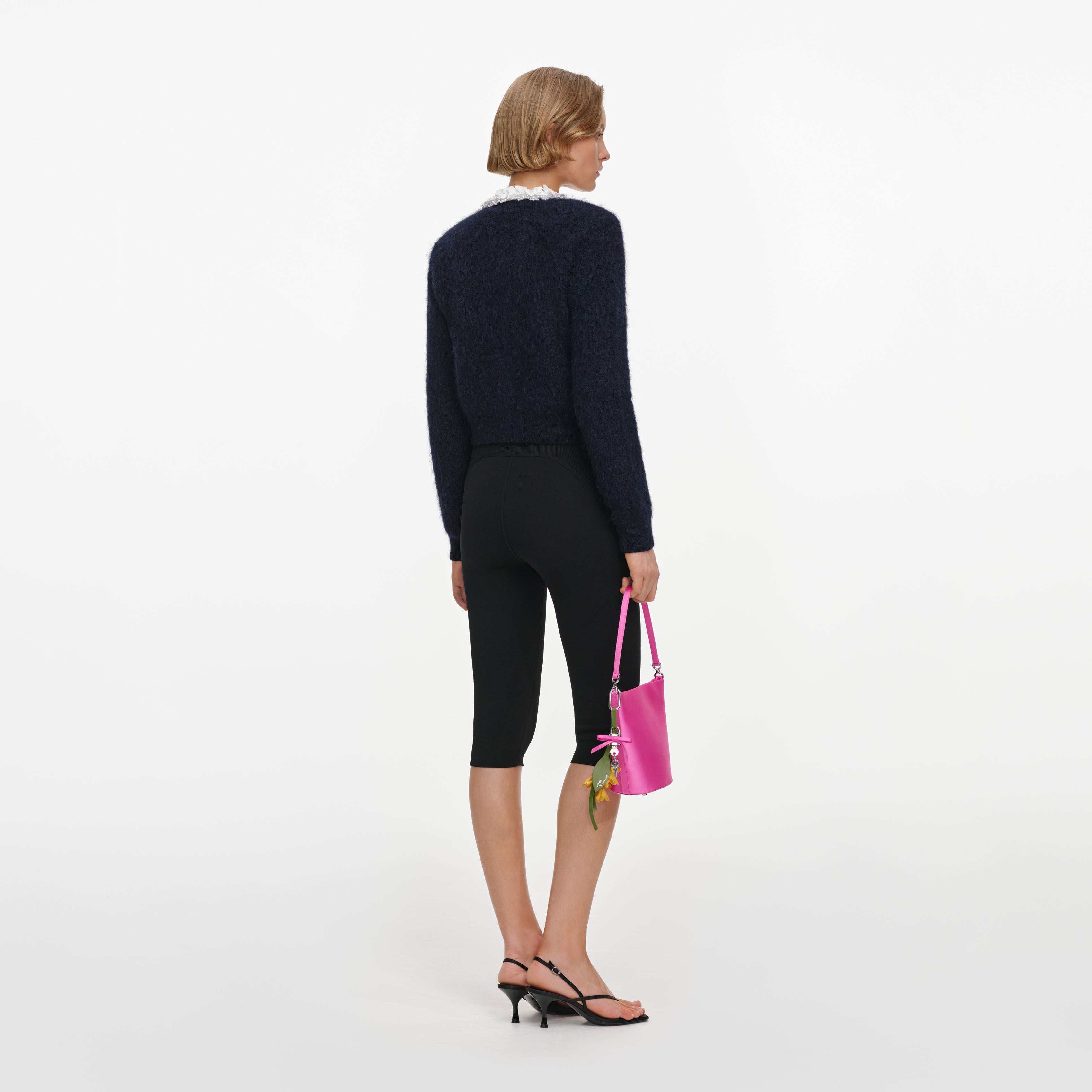 Self Portrait Navy Flower Pearl Strickpullover Blau Perle