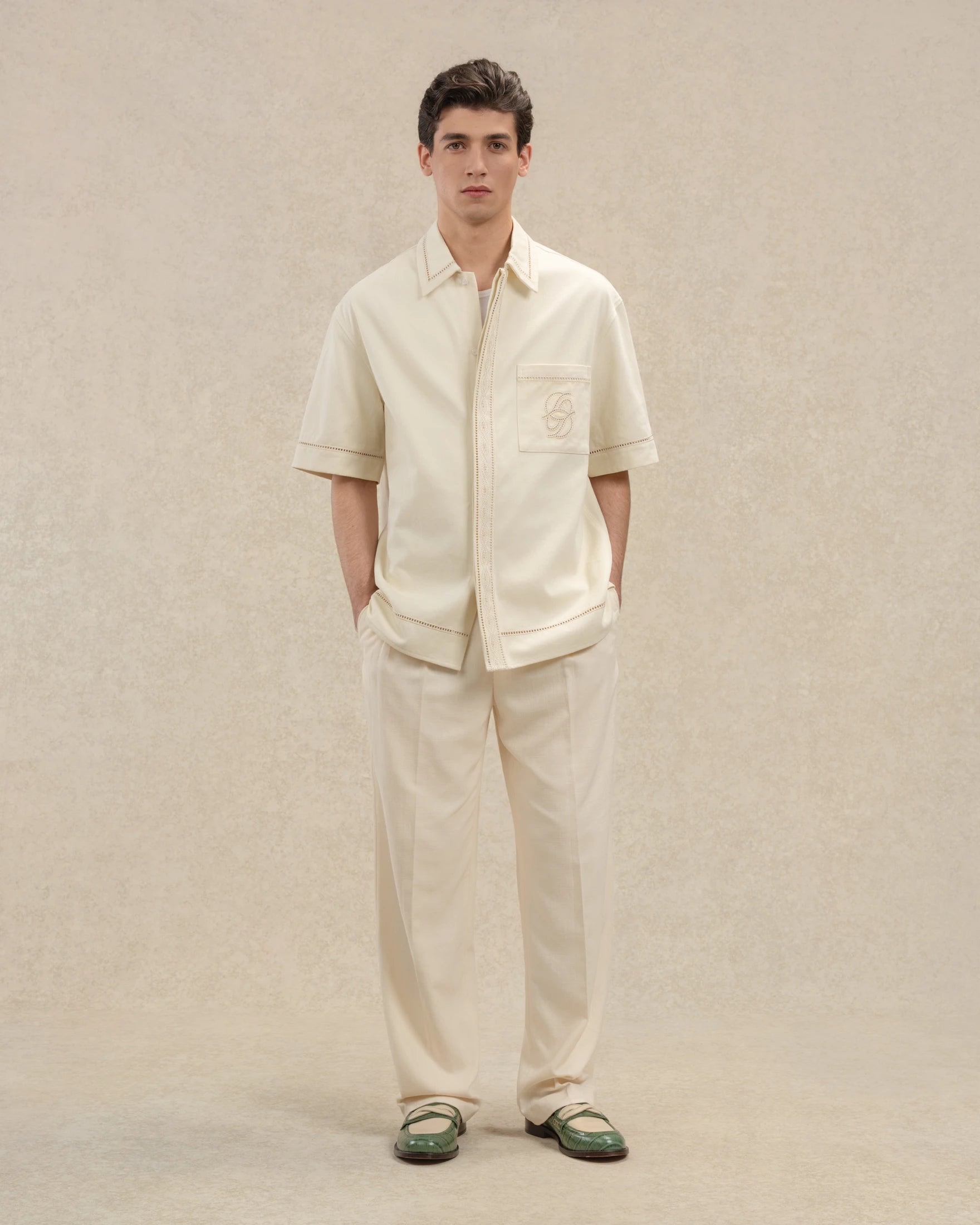 Drôle De Monsieur Chemise Broderie Hemd Off-White Kurzarm