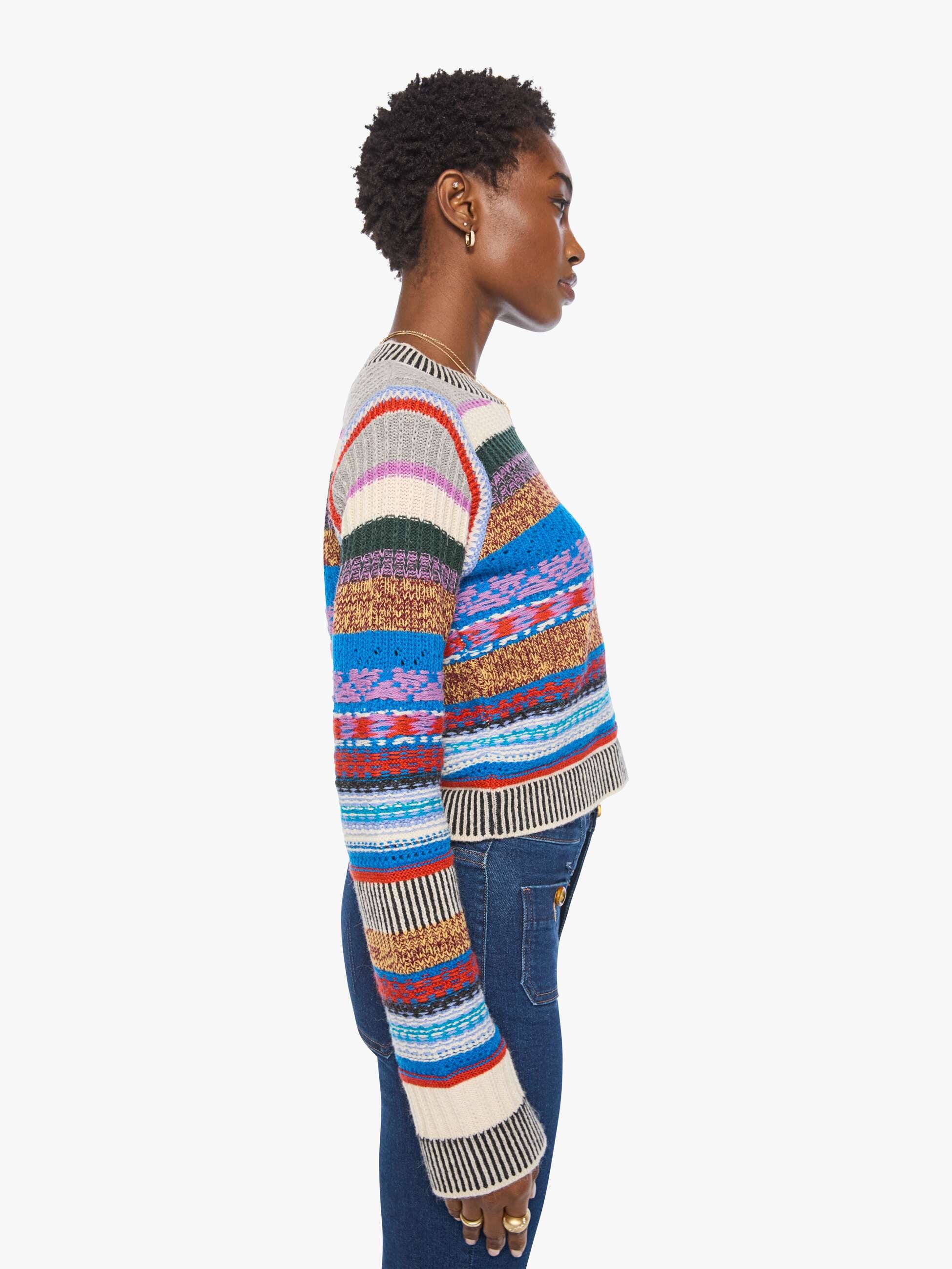 Mother The Extra Crop Jumper Pullover Rot Bunt Streifen