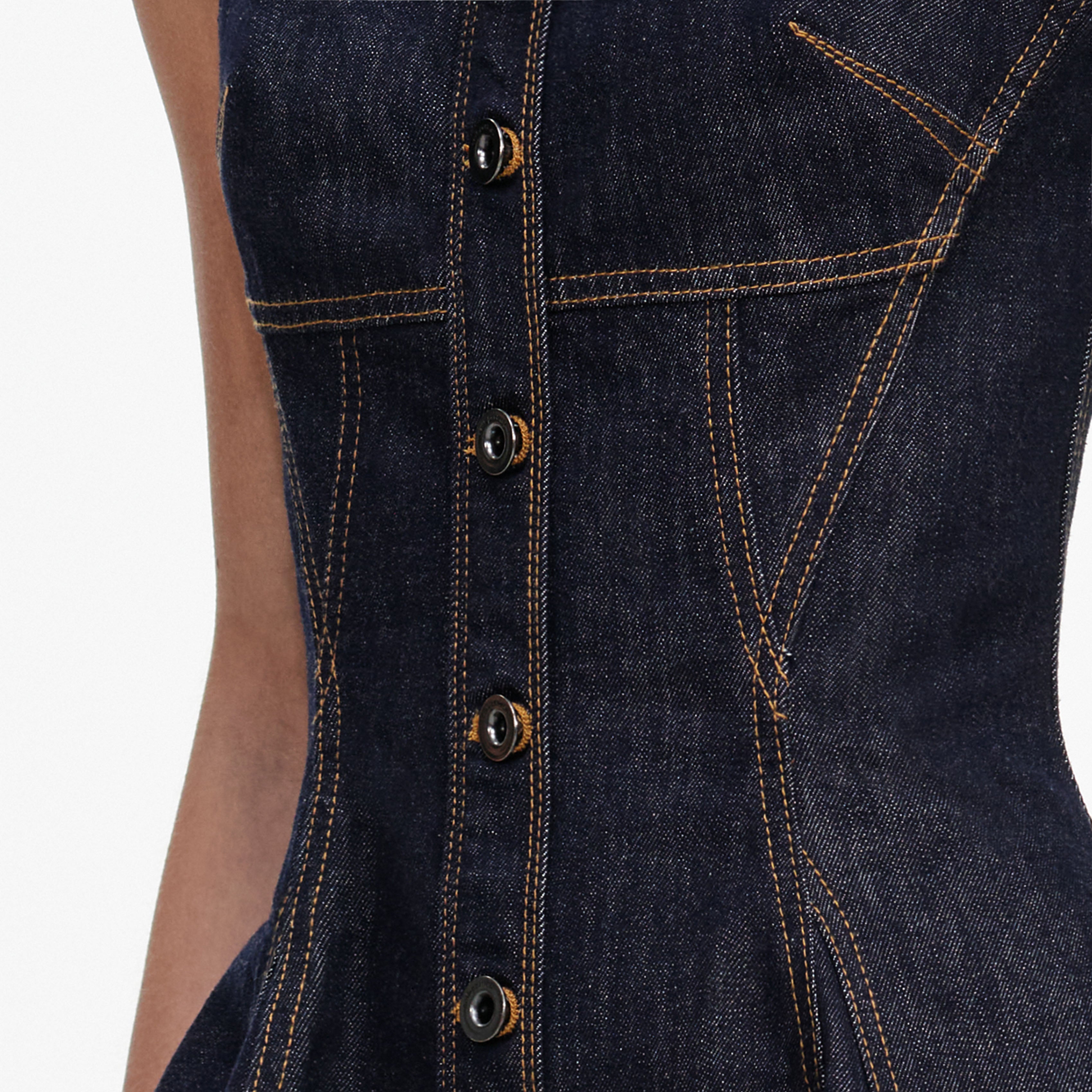 Self Portrait Indigo Buttoned Denim Mini Dress Jeanskleid Blau