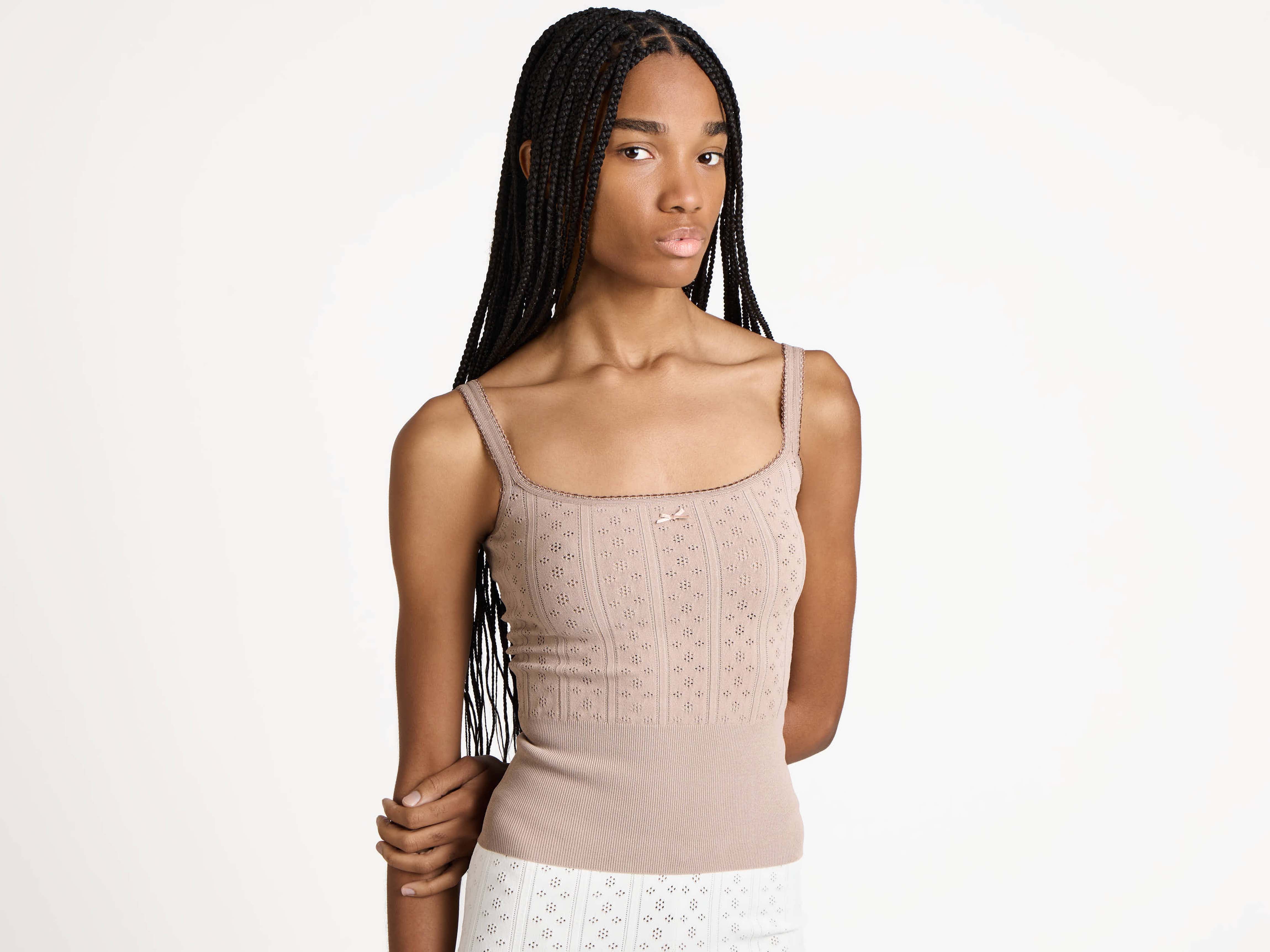 J.W.Anderson Knitwear Pointelle Cami Top Taupe Viskose