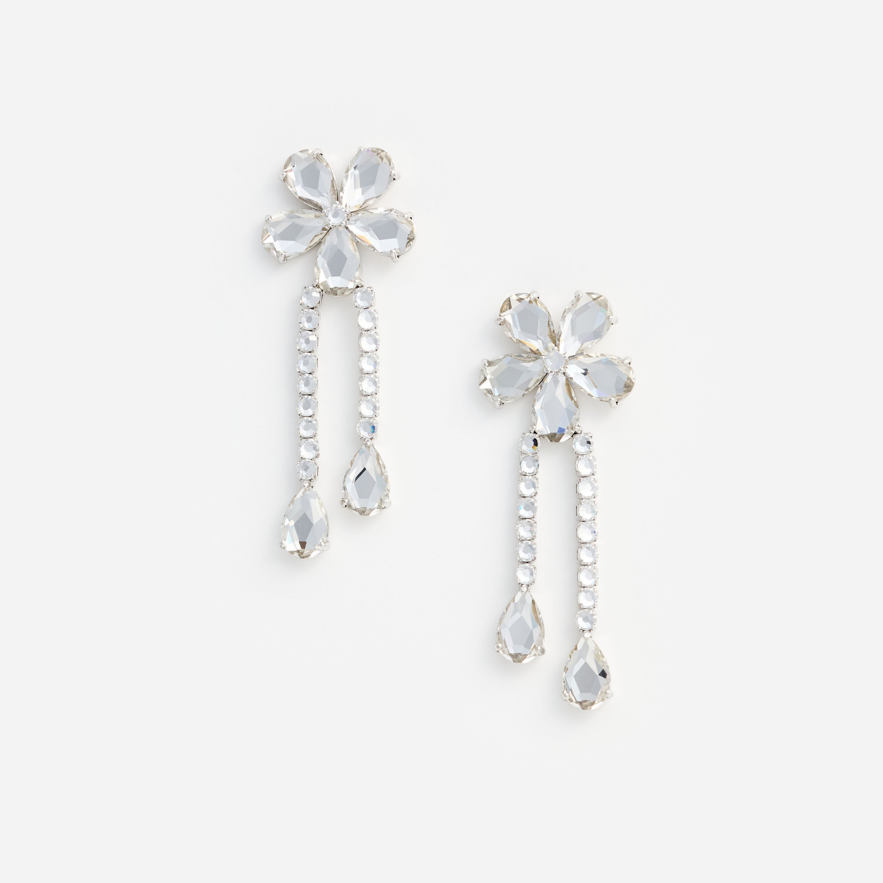 Self Portrait Crystal Flower Droplet Ohrringe Silber One Size Kristall