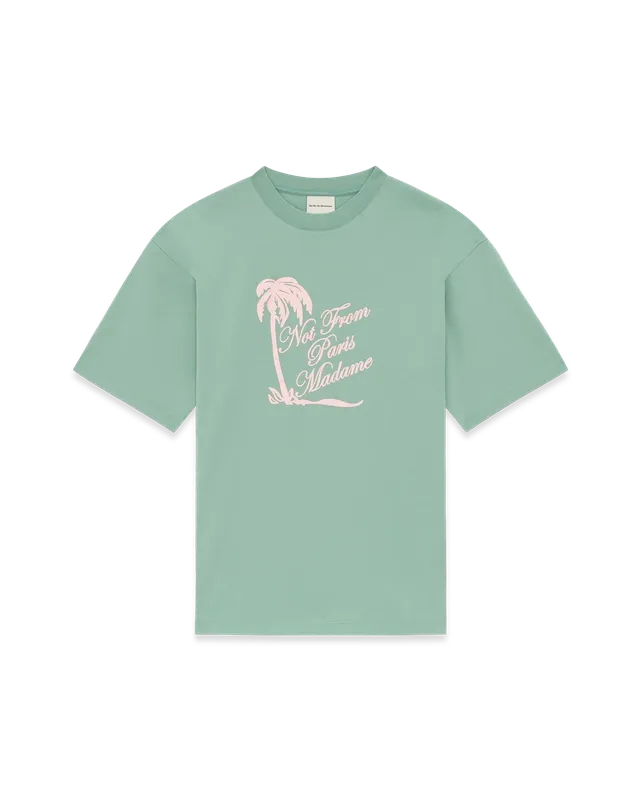 Drôle De Monsieur Slogan Palmiers T-Shirt Grün Baumwolle