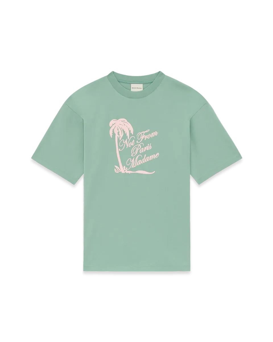 Drôle De Monsieur Slogan Palmiers T-Shirt Grün Baumwolle
