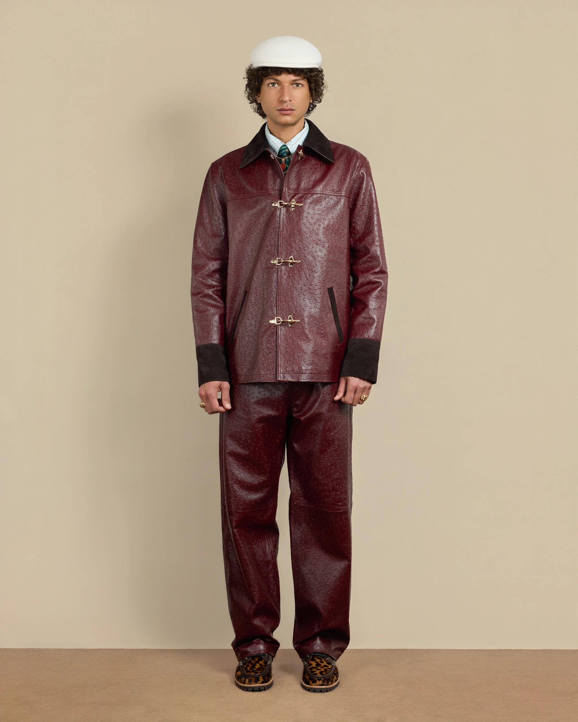 Drôle De Monsieur La Veste Cuir Lederjacke burgundy Echtleder