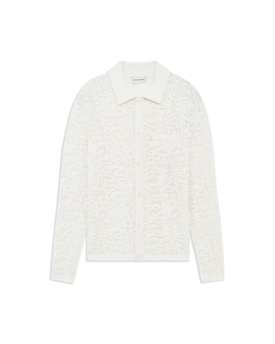 Drôle De Monsieur Lace Strickpolo offwhite Wolle