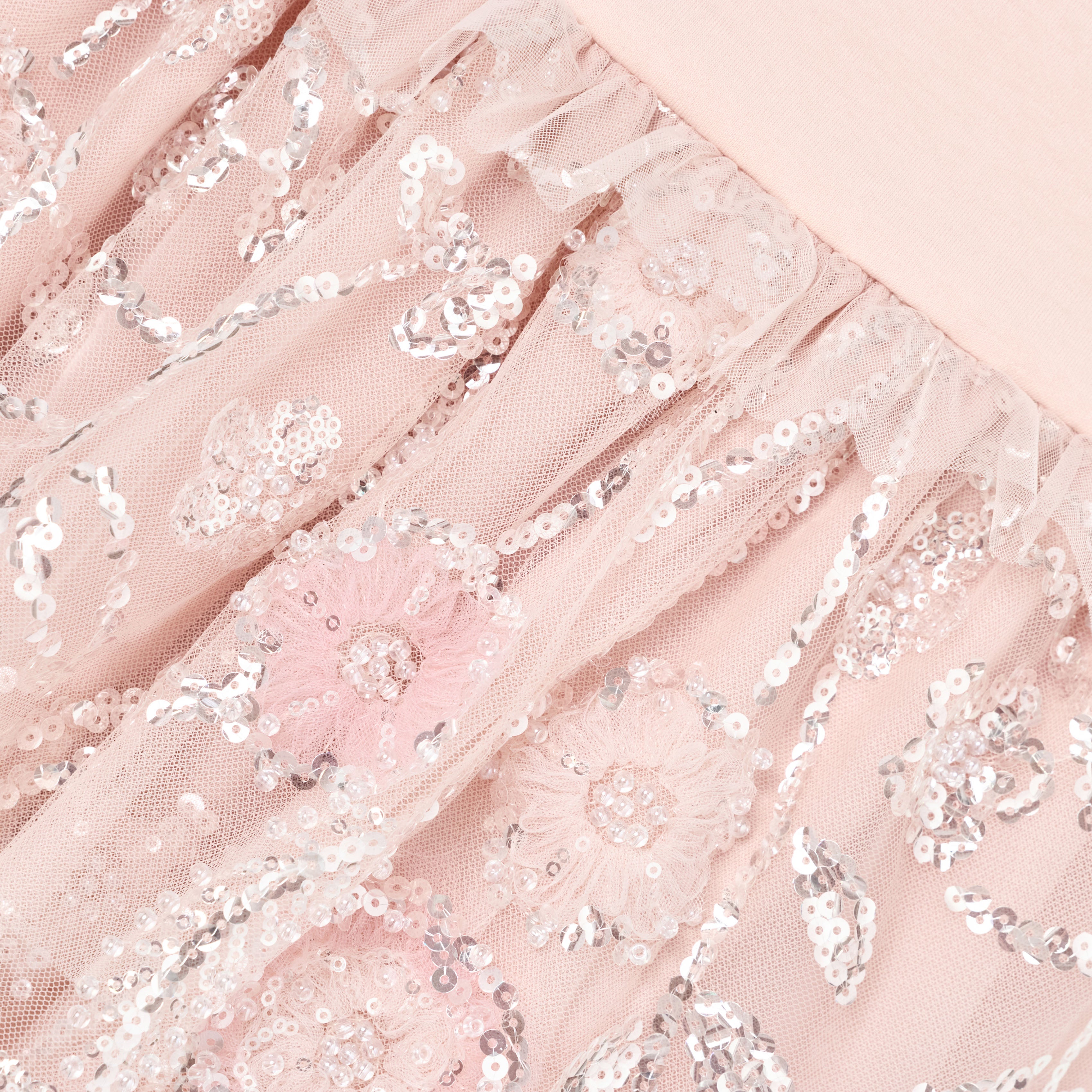 Self Portrait Pink Sequin Tiered Kleid Rosa Pailletten
