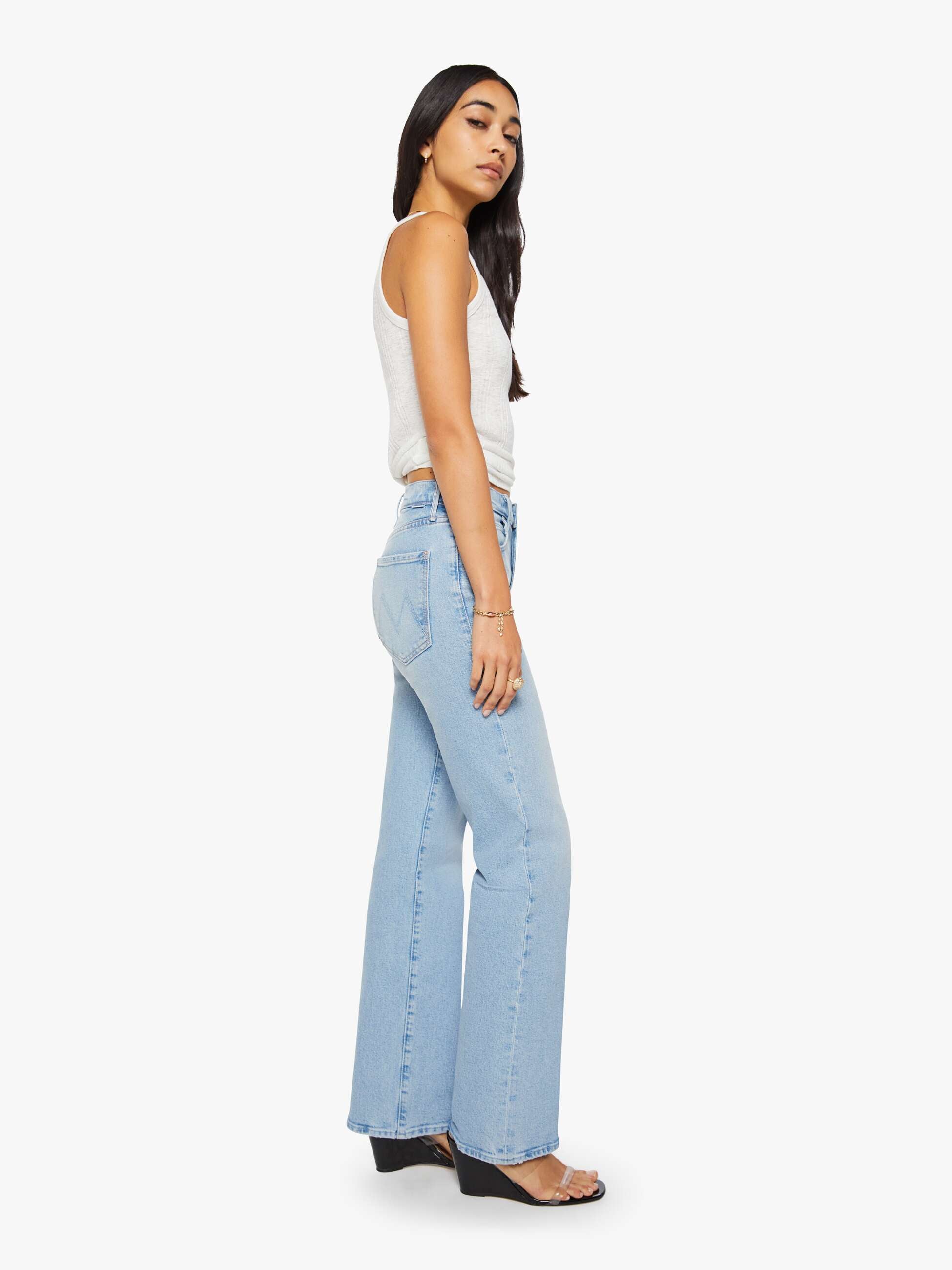 Mother The Kick It Jeans Fringe Benefits Hellblau Straight