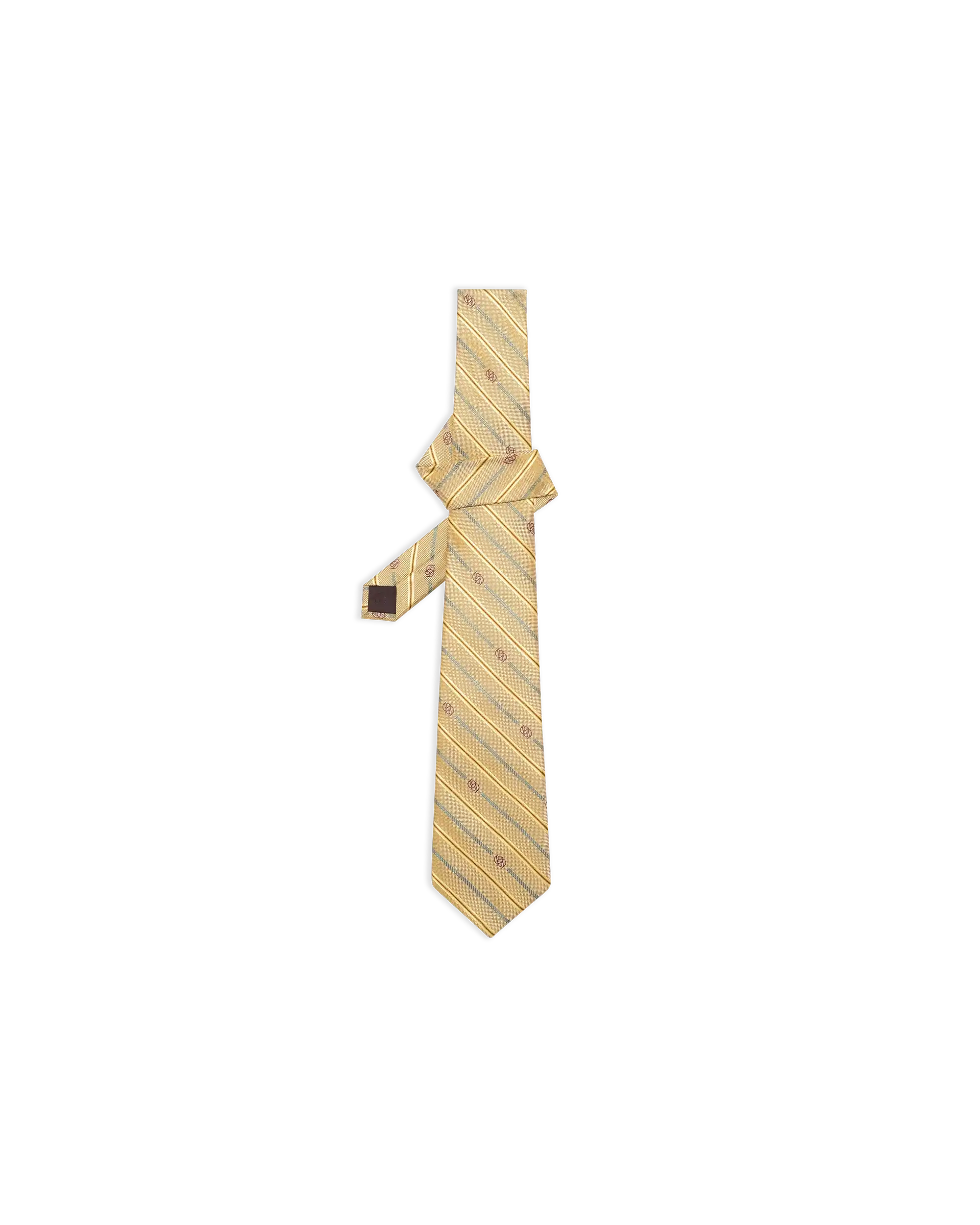 Drôle De Monsieur Cravate Soie Rayée Monogramme Krawatte Dunkelgelb Seide