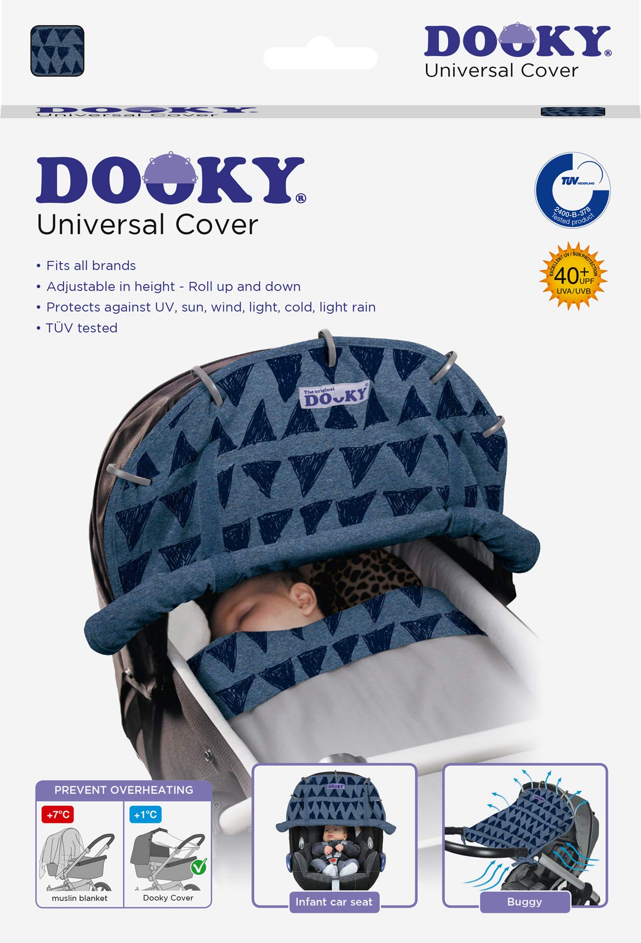 Dooky Universal Cover Sonnenschutz 50x50 Dark Blue Tribal
