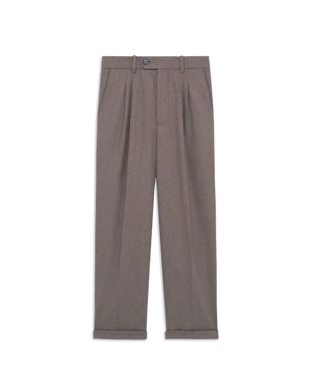 Drôle De Monsieur Cropped Pleated Hose Hellbraun Wolle