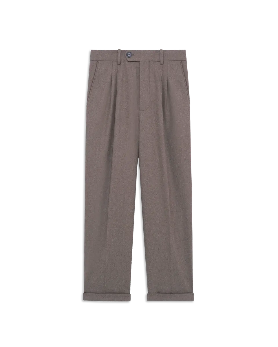 Drôle De Monsieur Cropped Pleated Hose Hellbraun Wolle