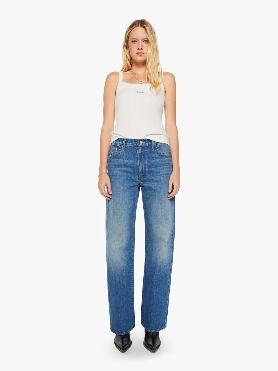 Mother The Dodger Flood Jeans Green Thumb Blau