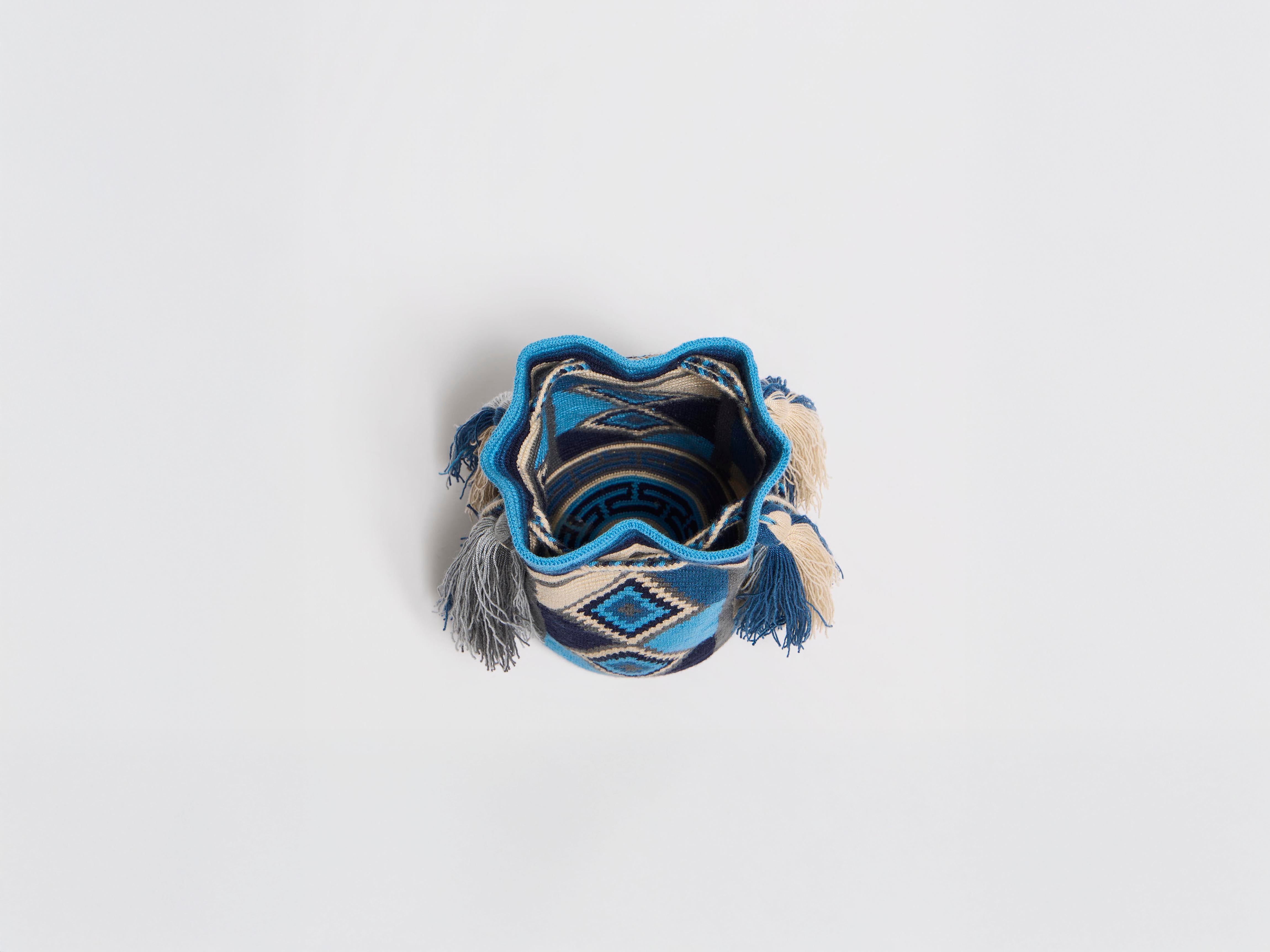 J.W.Anderson Wayuu Pouch Tasche Blau Multi Handgewebt
