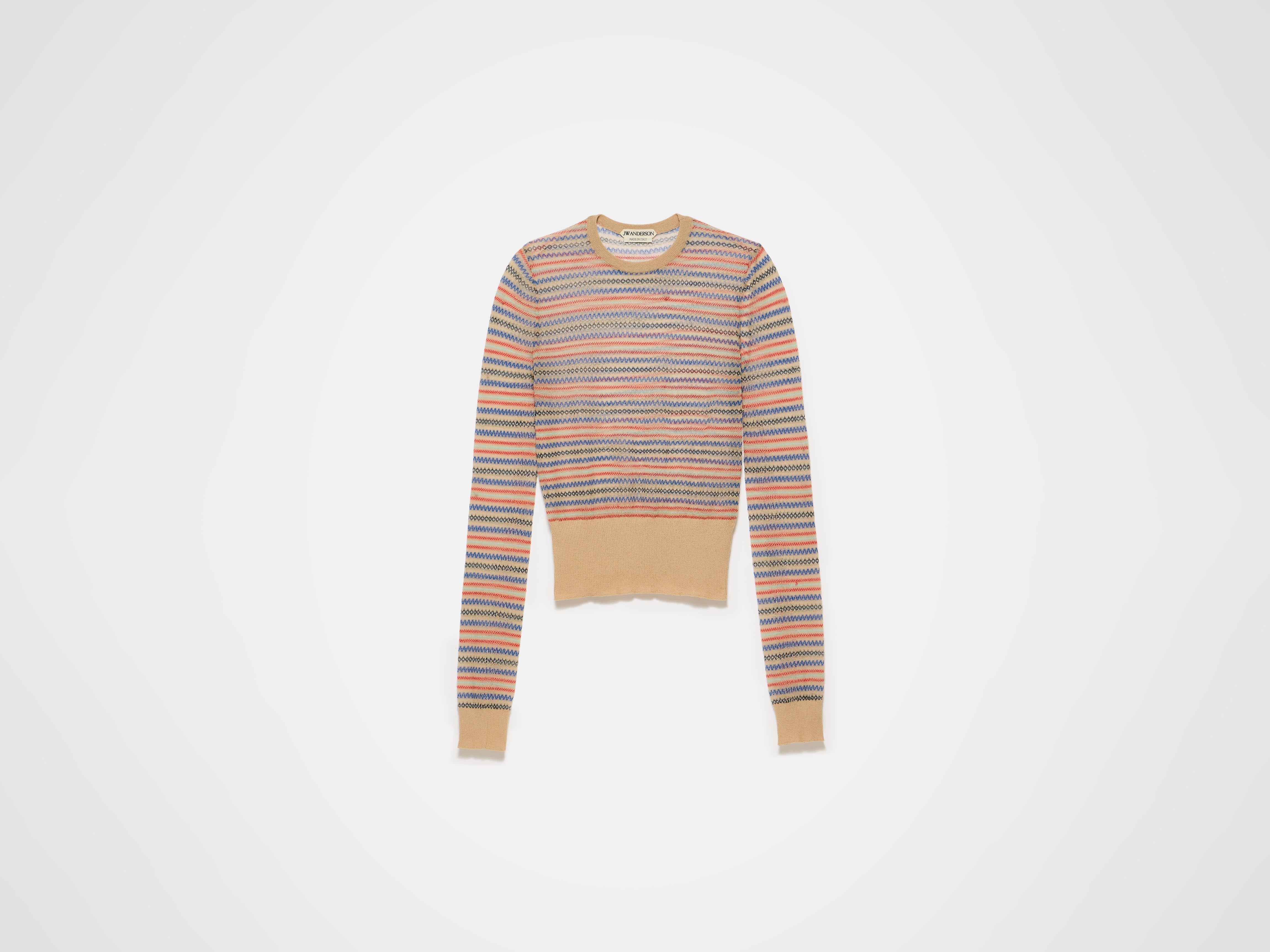 J.W. Anderson Fairisle Stricktop Burgundy Langarm