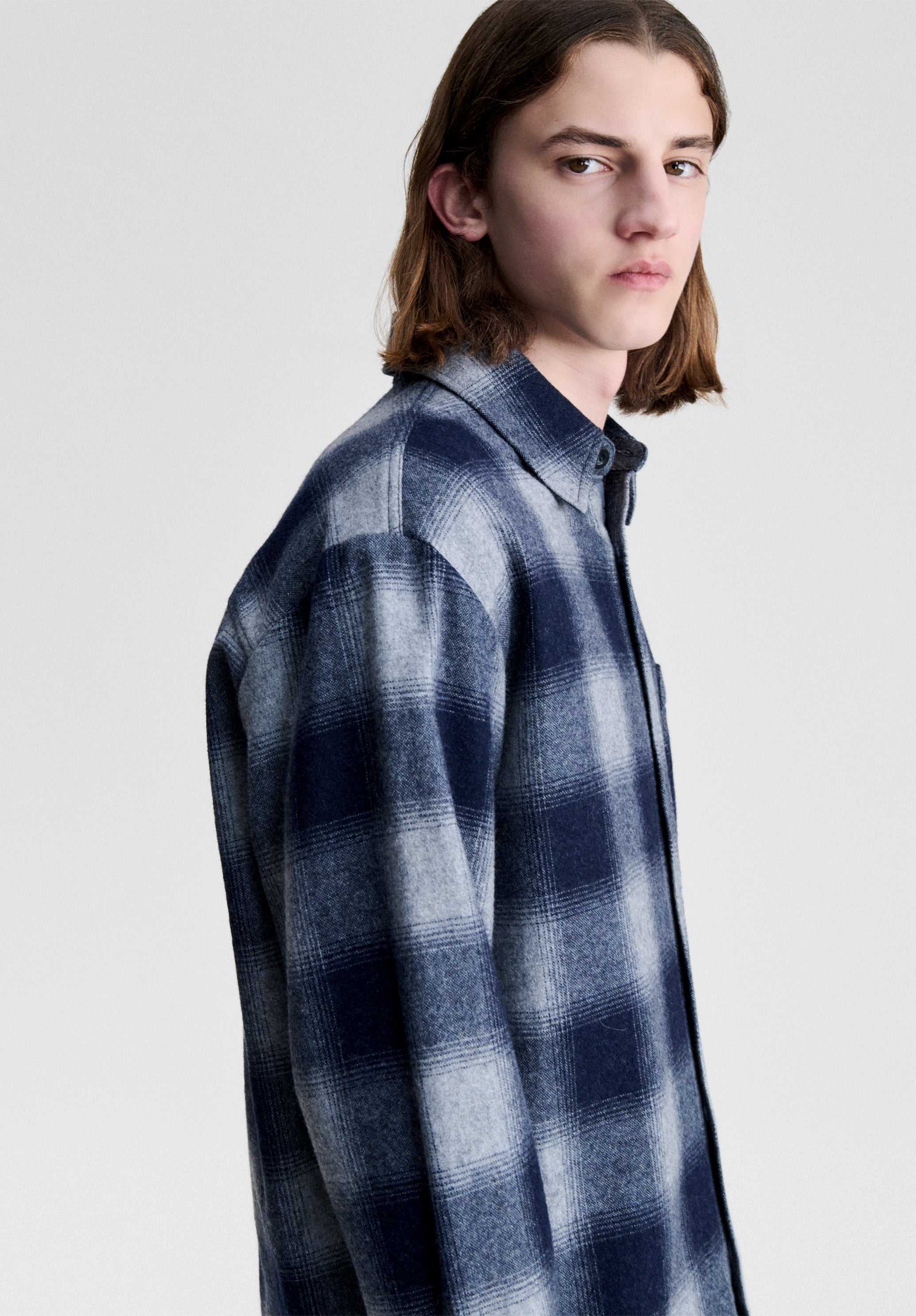 A.P.C. Shirts Overshirt kariert hellgrau Woll-Overshirt