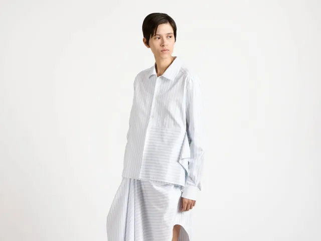J.W.Anderson Shirts Draped Hemd Weiß Blau Anker