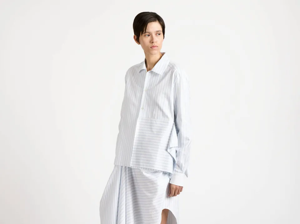 J.W.Anderson Shirts Draped Hemd Weiß Blau Anker