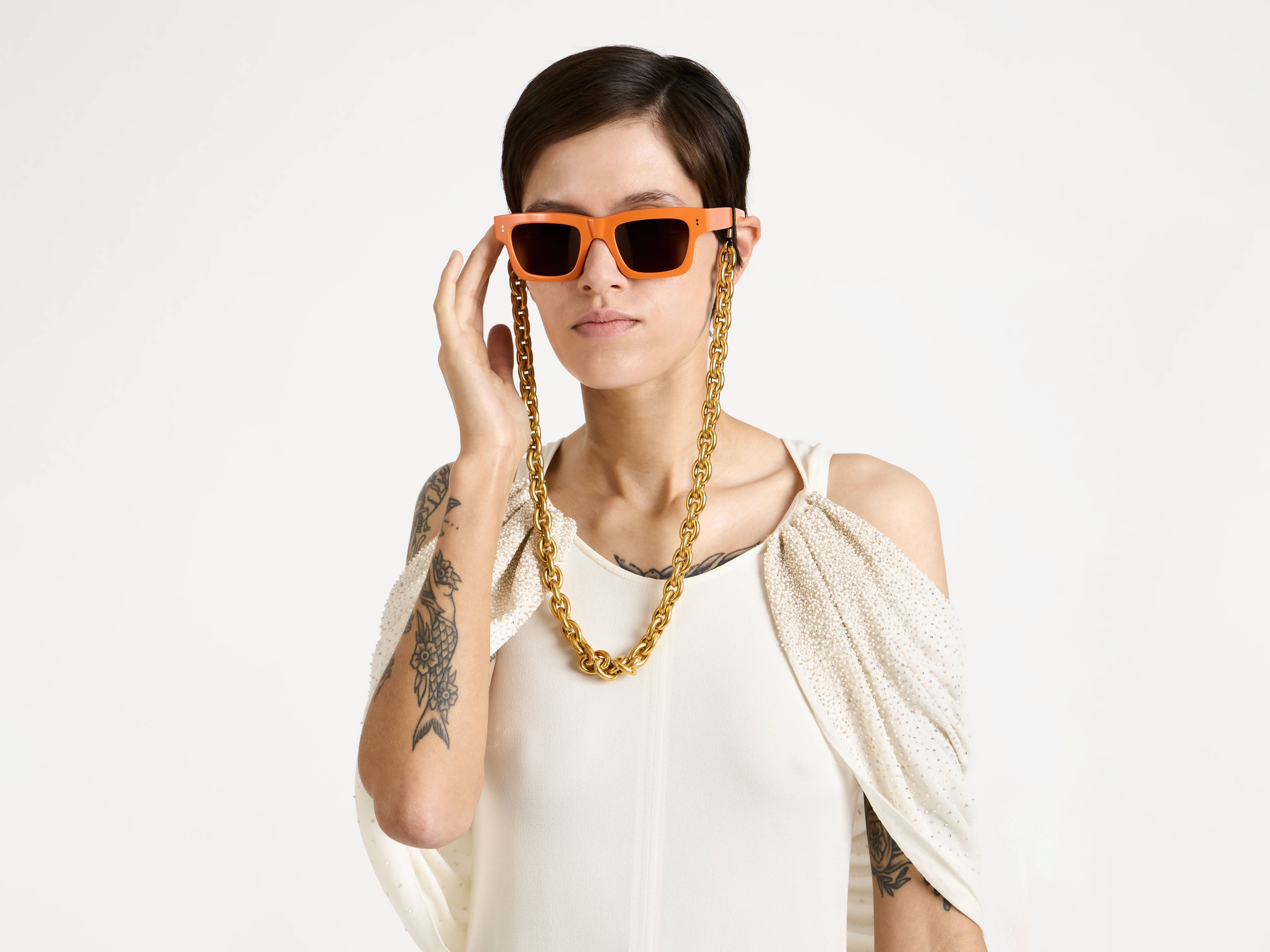 J.W.Anderson JWA02 Rechteckige Sonnenbrille Orange Unisex