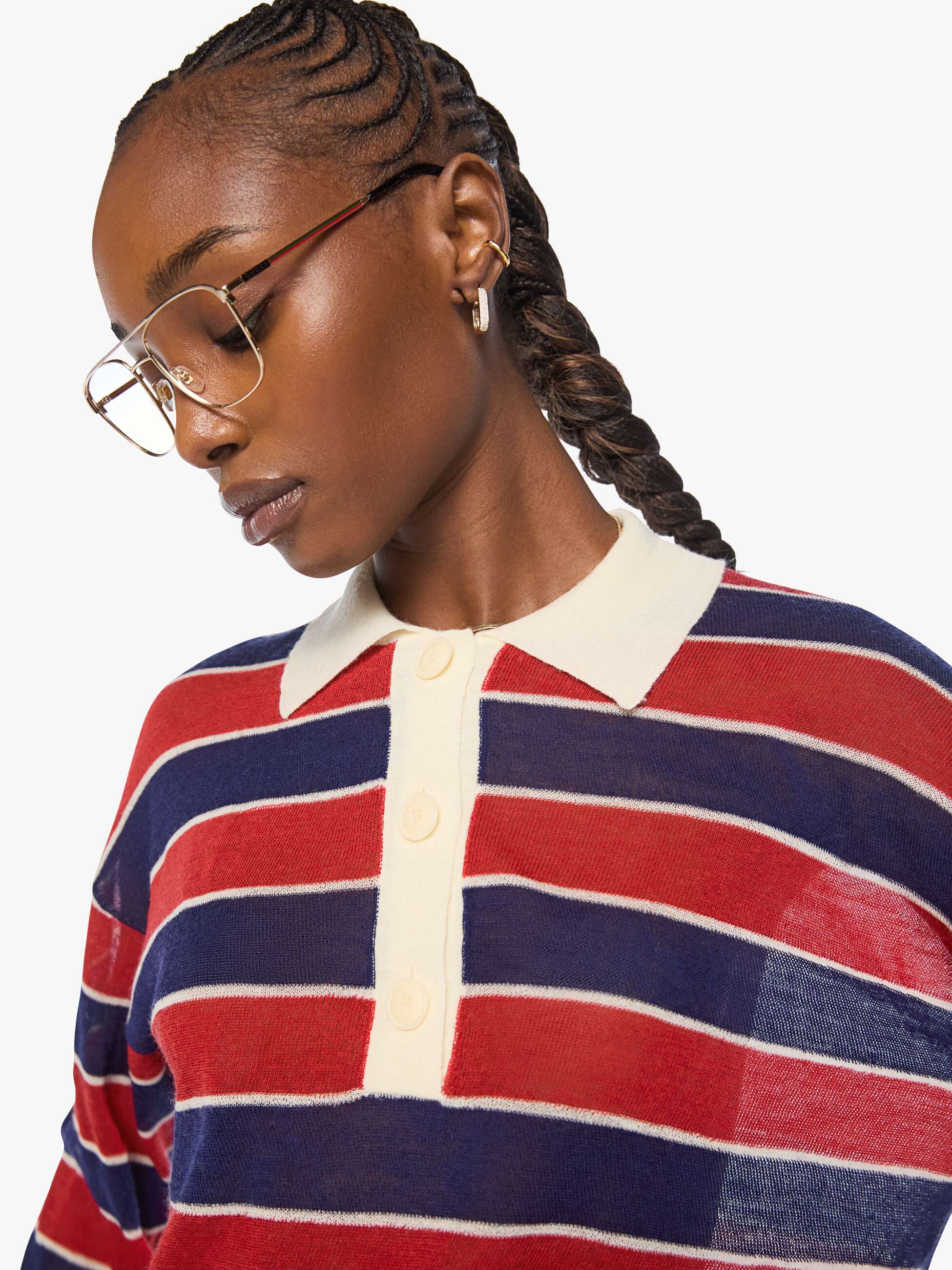 Mother Sweaters The Biggie Raquette Pullover Rot-Blau Wolle