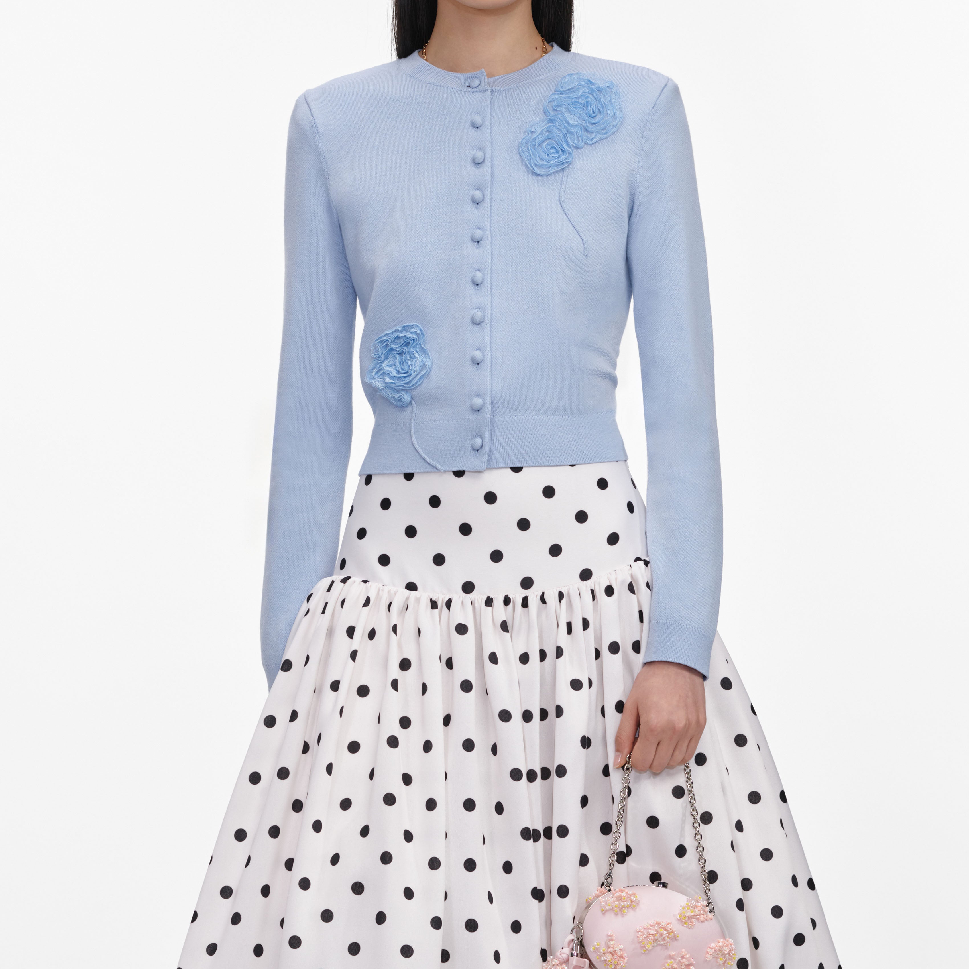 Self Portrait Blue Flower Strickjacke Blau Cardigan Blumen