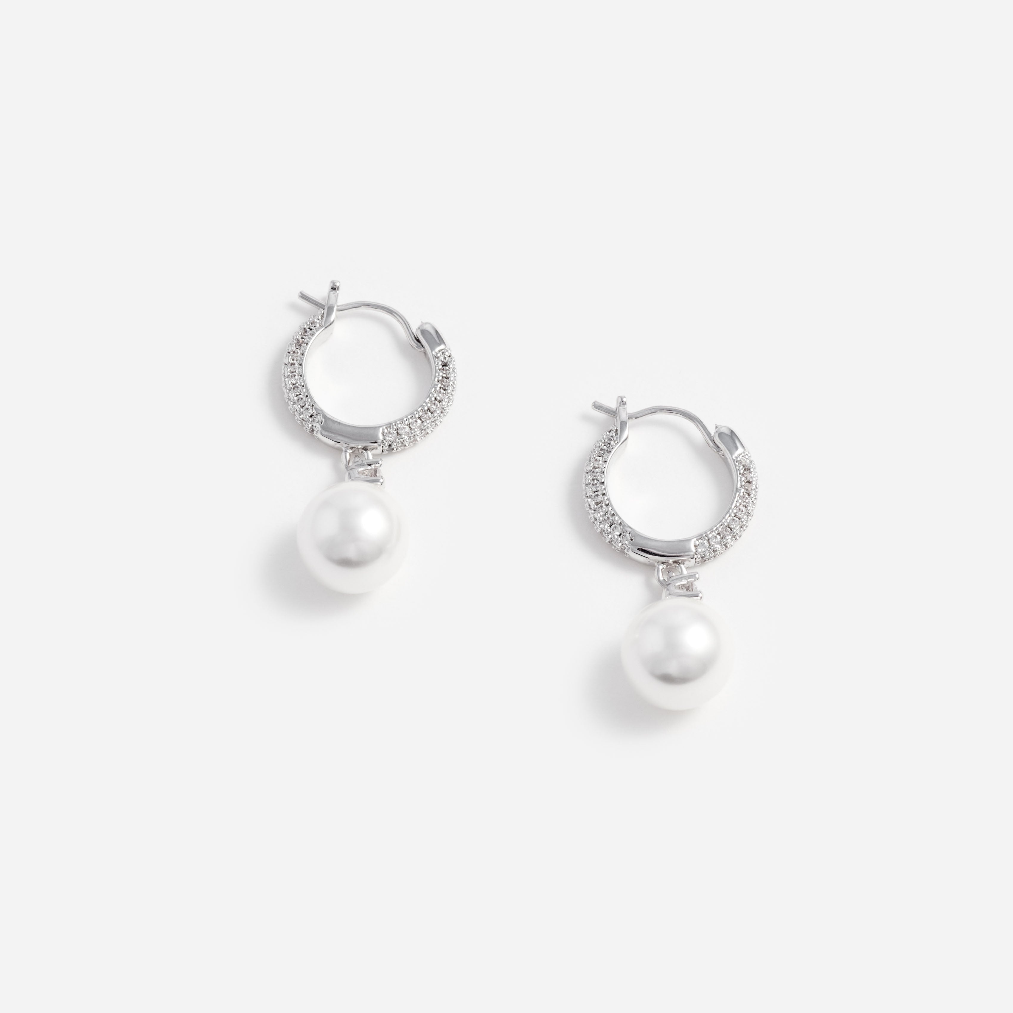 Self Portrait Jewellery Crystal Pearl Drop Hoop Ohrringe Silber One Size