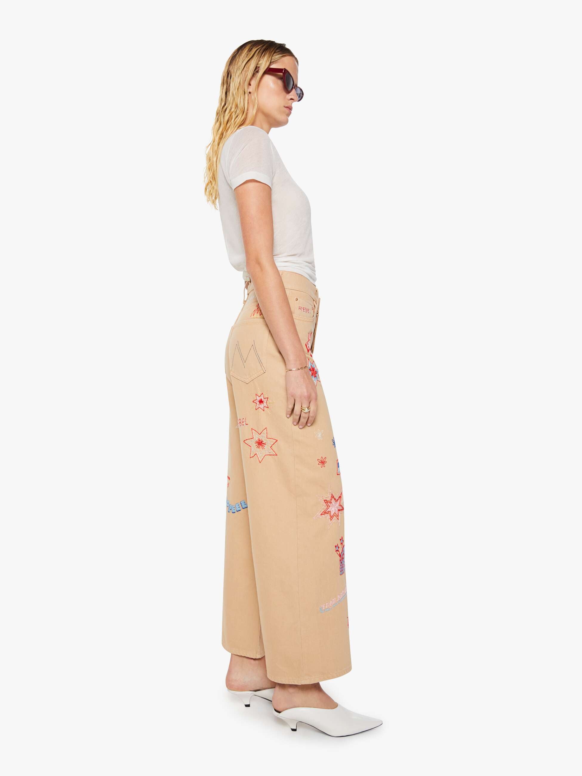Mother Snacks Mid Rise Double Dip Nerdy Jeans Khaki Weit