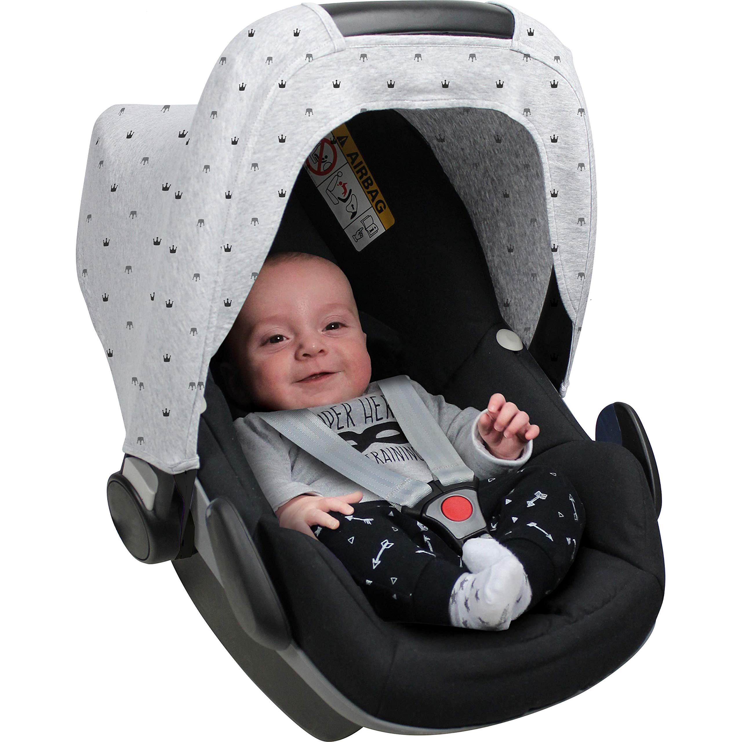 Dooky Hoody Sonnenschutz Light Grey Crown mit Seat Cover 0+