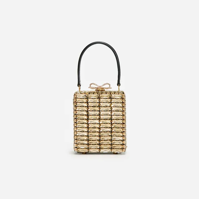 Self Portrait Gold Crystal Micro Tasche Gold One Size