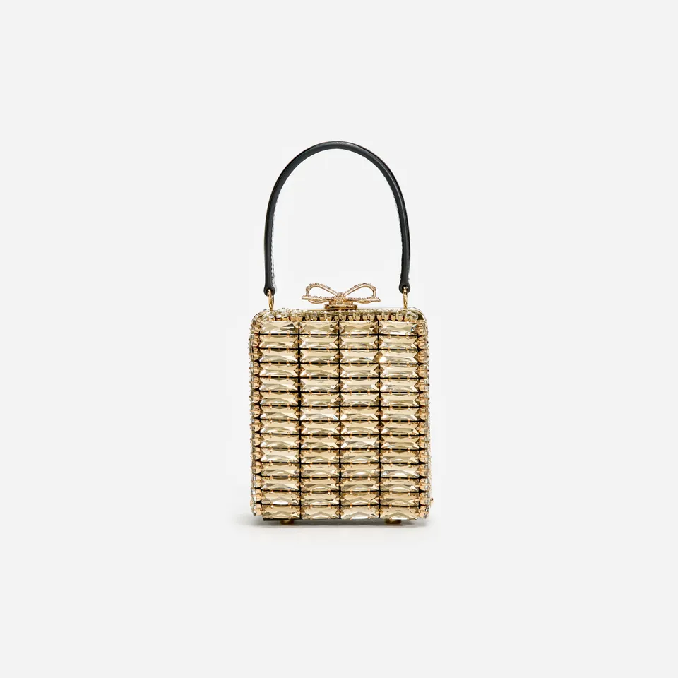 Self Portrait Gold Crystal Micro Tasche Gold One Size