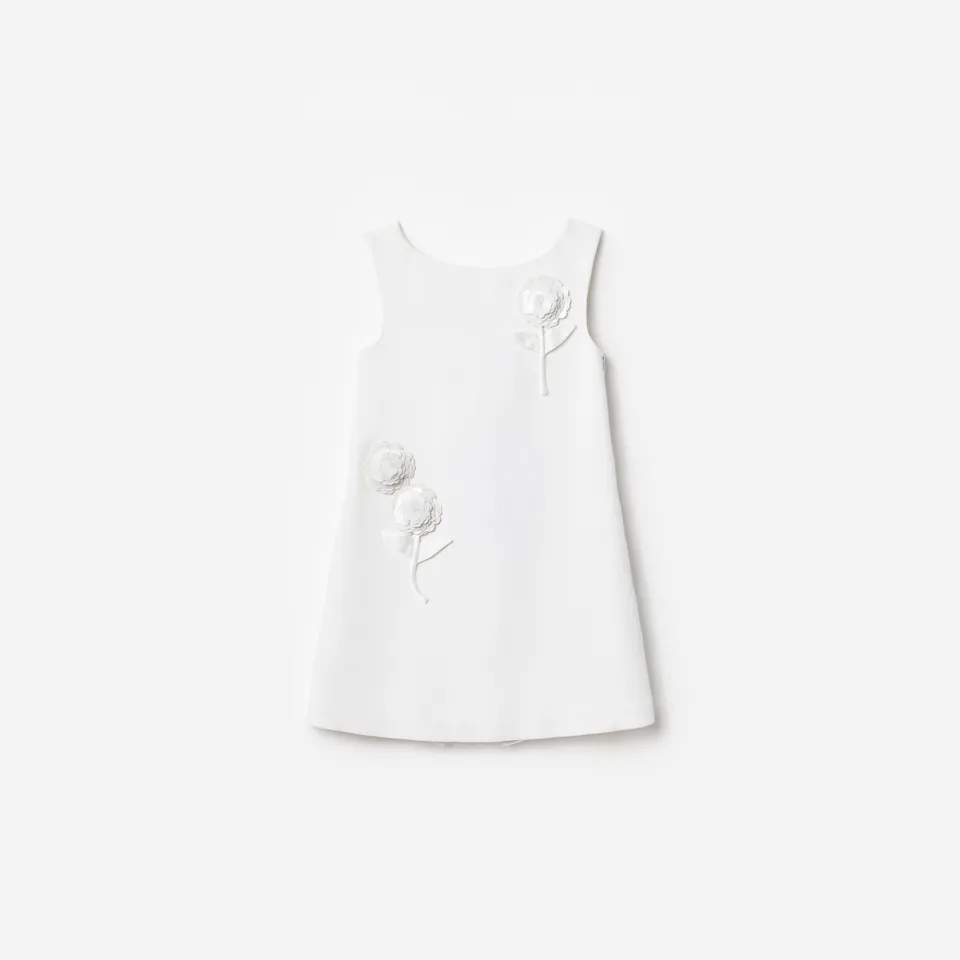 Self Portrait White Crepe Sequin Flower Kleid Weiß 5/6 Jahre