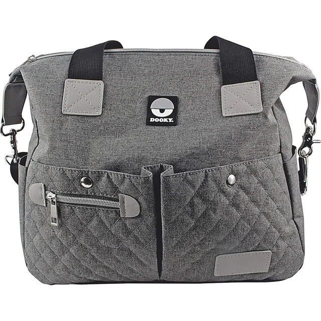 Dooky Diaper Wickeltasche Shoulder Bag grau Melange 8 Fächer