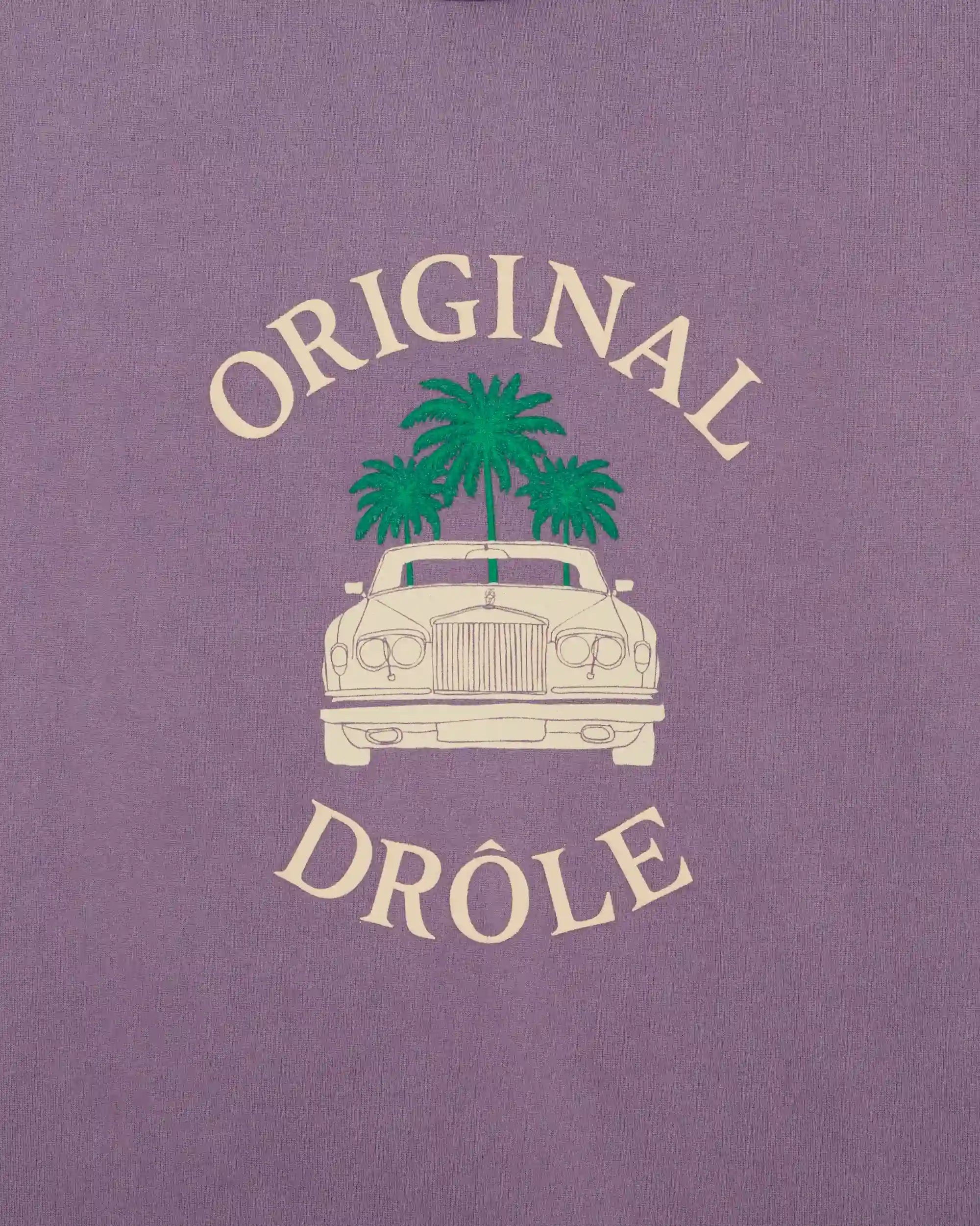 Drôle De Monsieur Washed Car Palms T-Shirt Lila Baumwolle