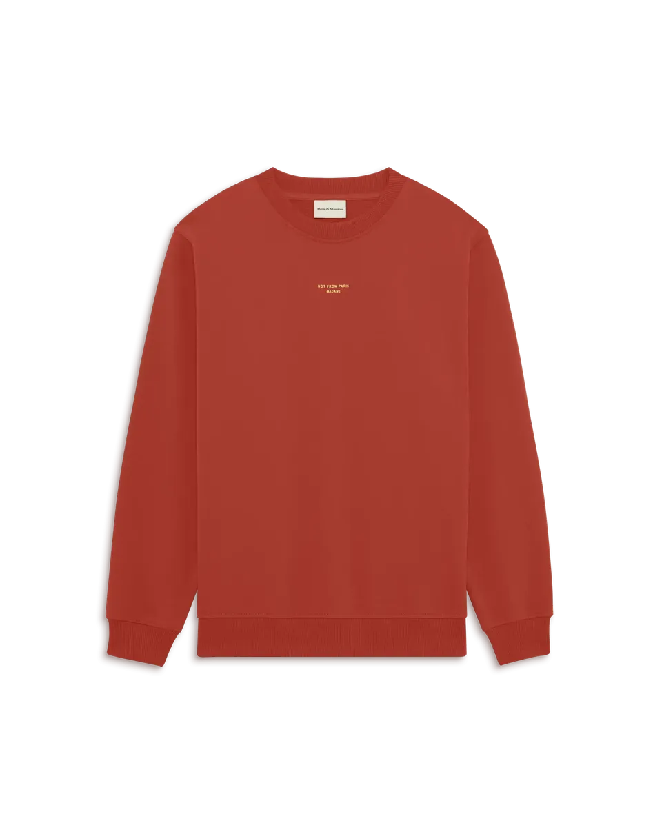 Drôle De Monsieur Sweatshirt Slogan Classique Sweatshirt Rot Baumwolle