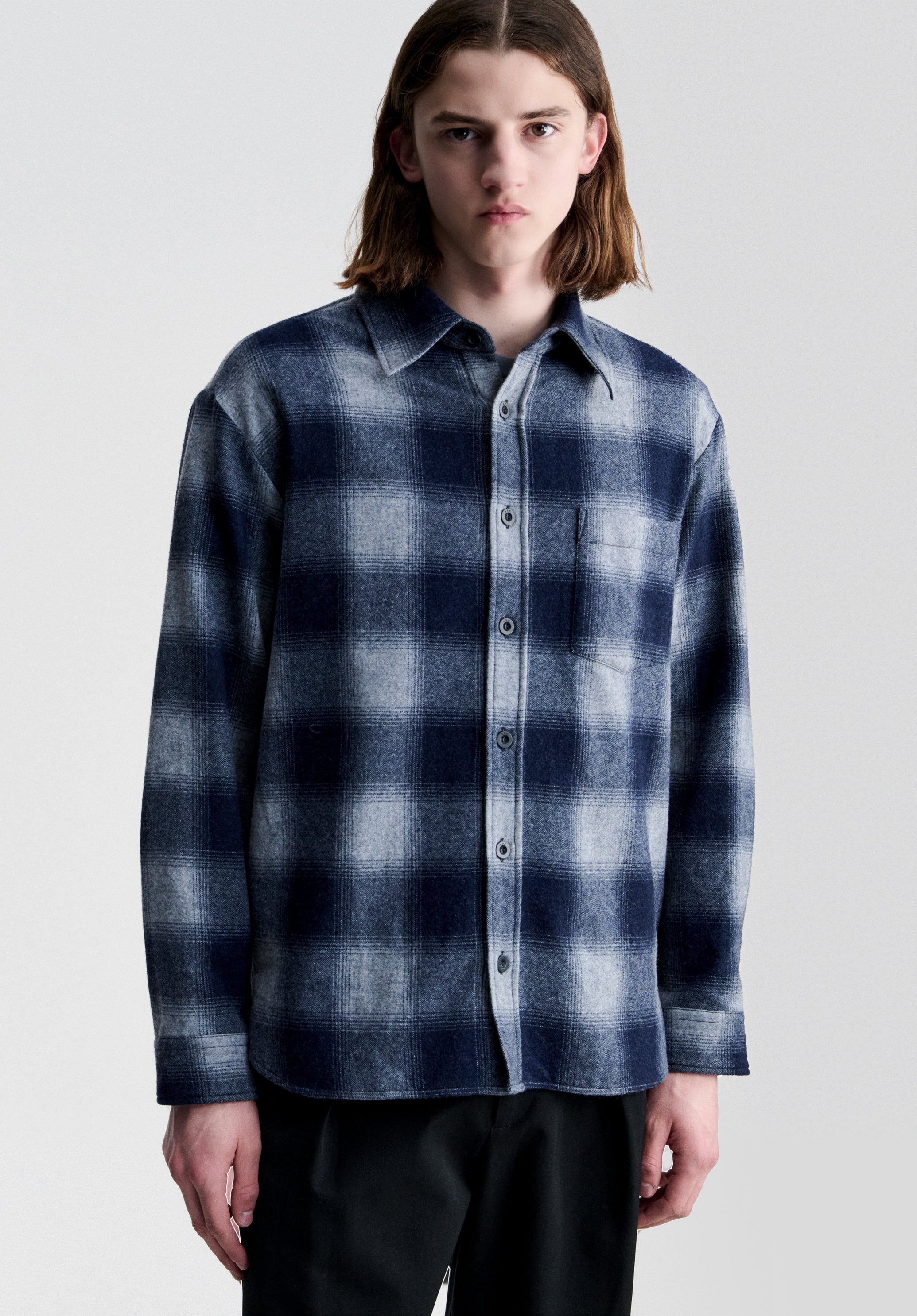 A.P.C. Shirts Overshirt kariert hellgrau Woll-Overshirt