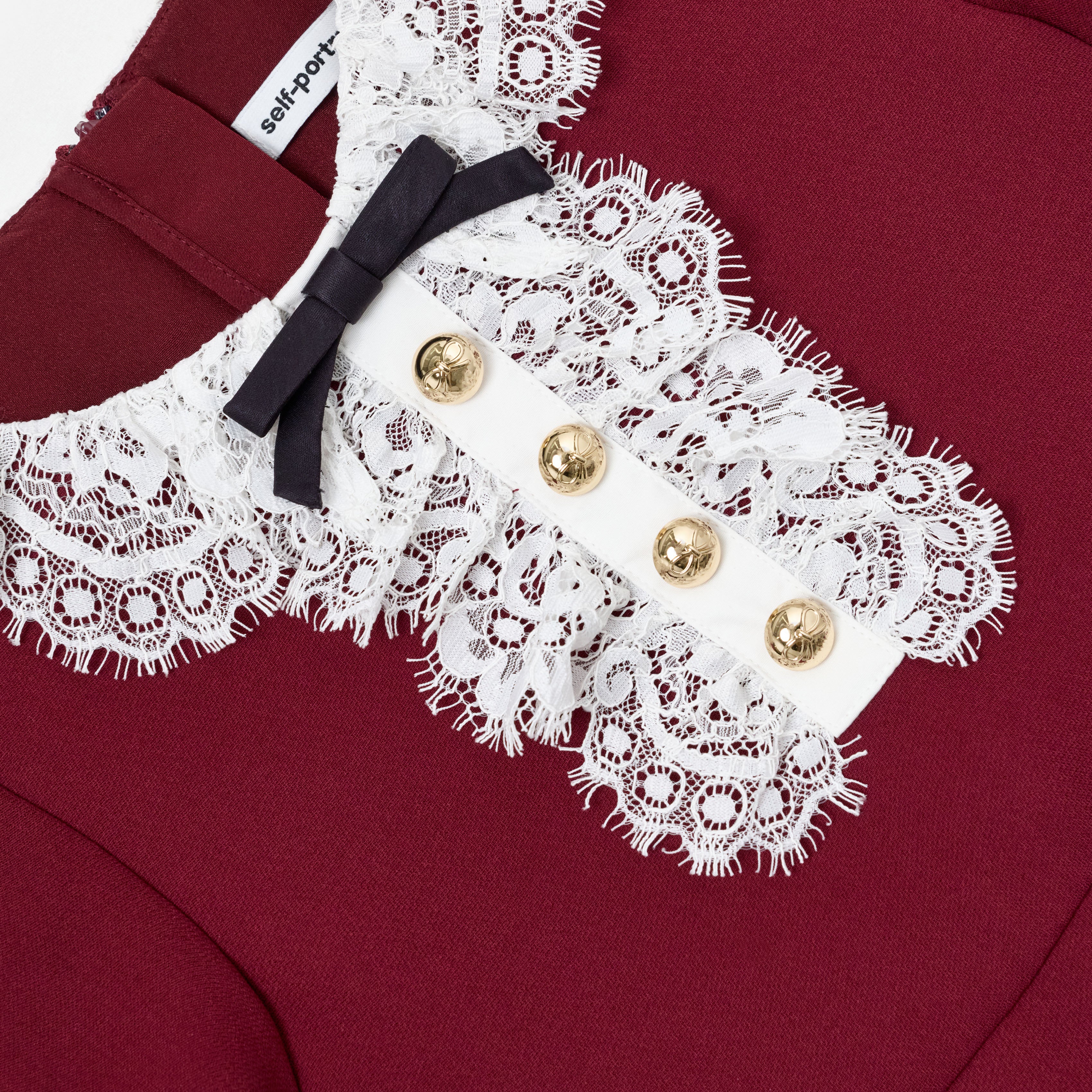 Self Portrait Burgundy Lace Bib Dress Bordeaux